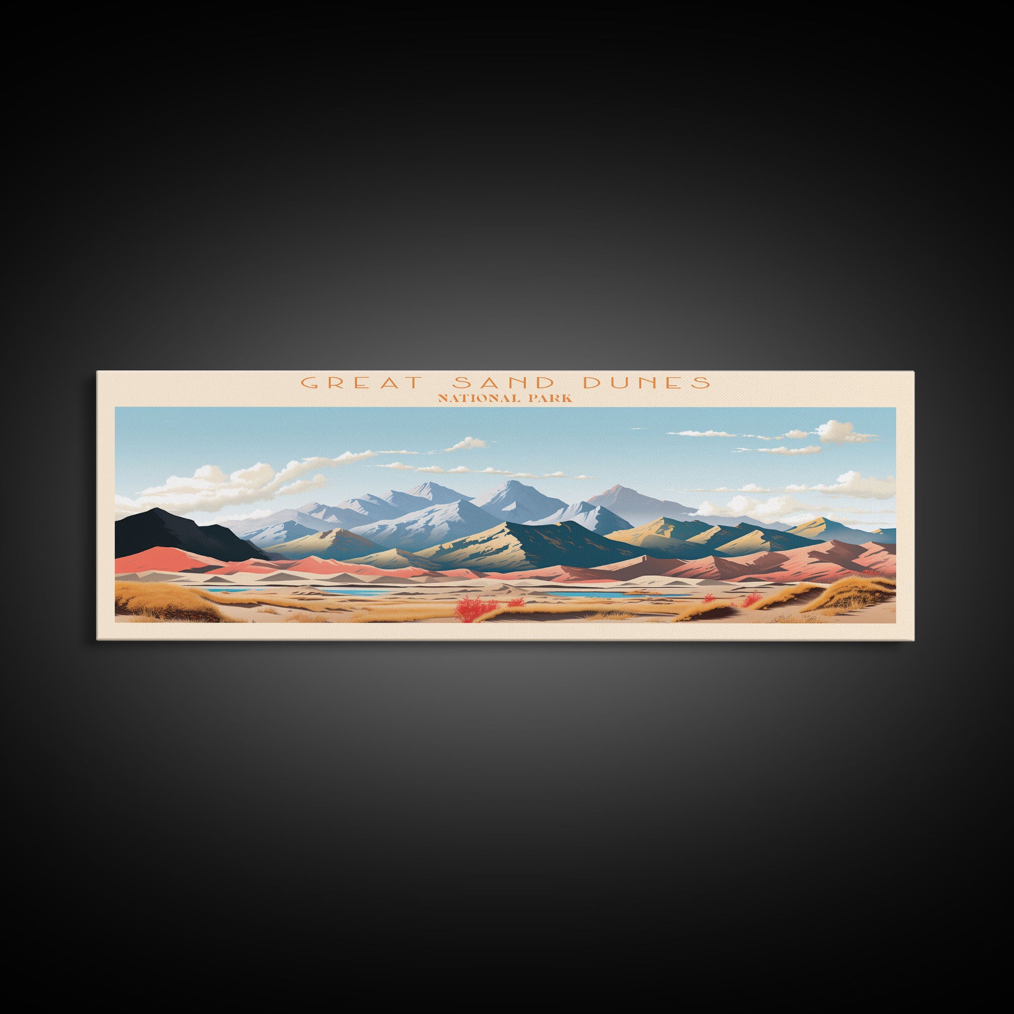 Great Sand Dunes National Park, Panoramic Colorado Travel Art, National Park Print, Minimalist Travel Art, Midcentury Modern Style Landscape