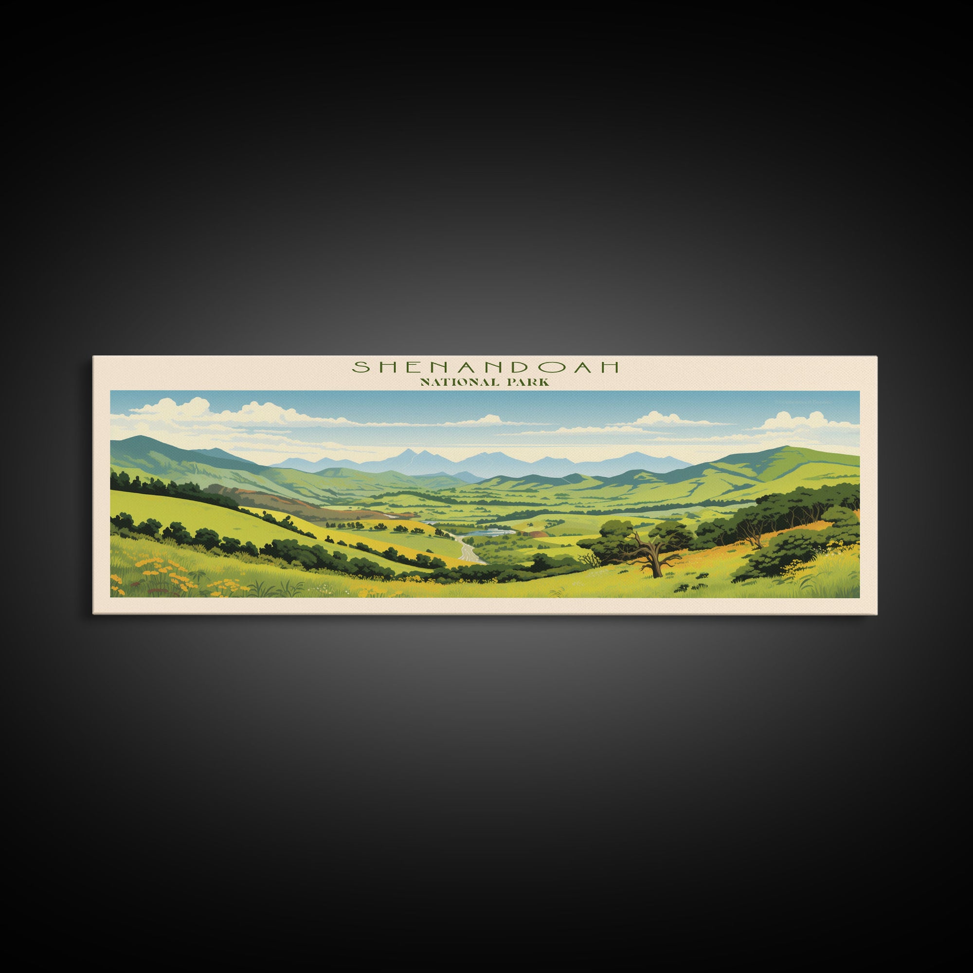 Shenandoah National Park Panoramic Virginia Travel Art, National Park Print, Minimalist Travel Art, Midcentury Modern Style Landscape