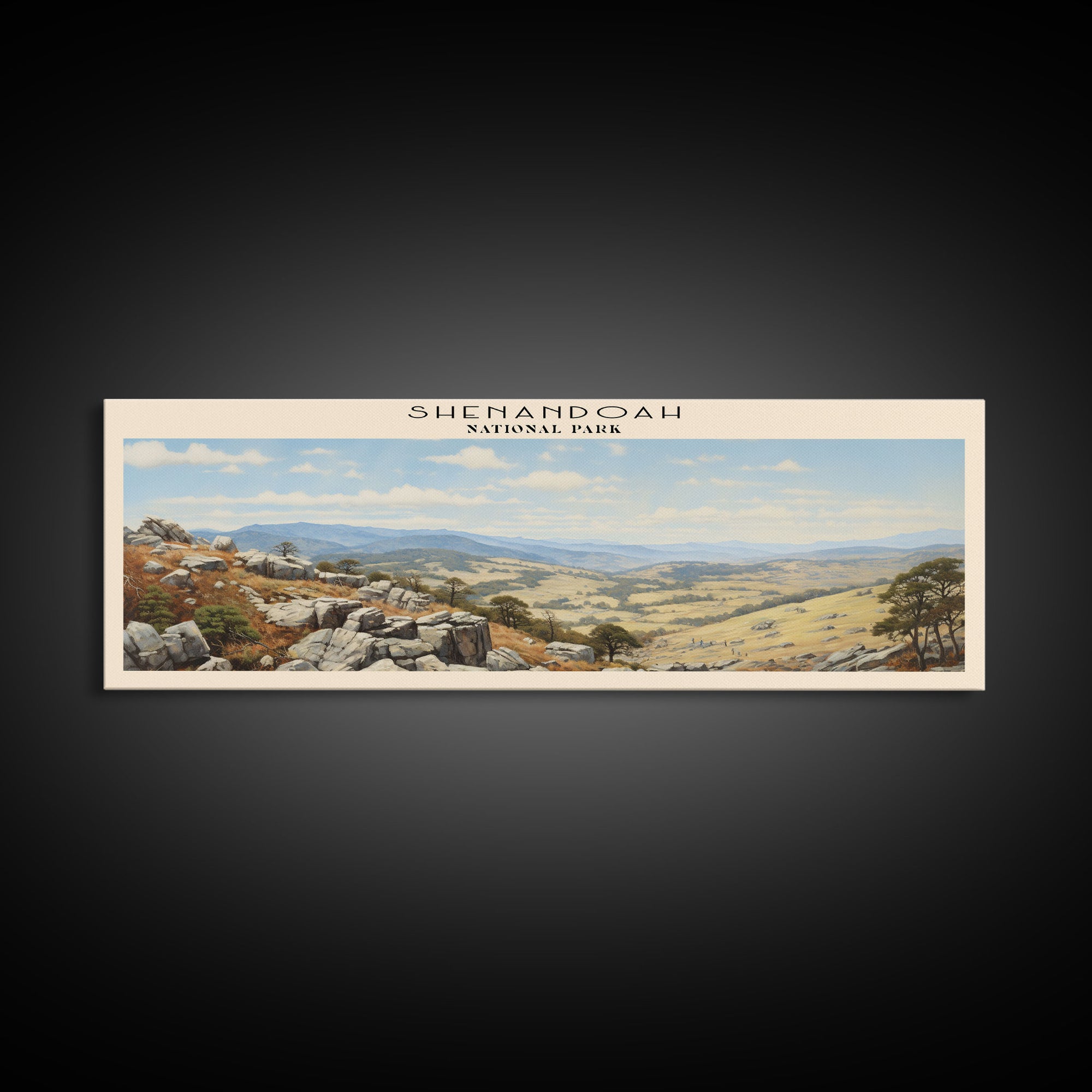 Shenandoah National Park Panoramic Virginia Travel Art, National Park Print, Minimalist Travel Art, Subdued Watercolor Painting Panoramic