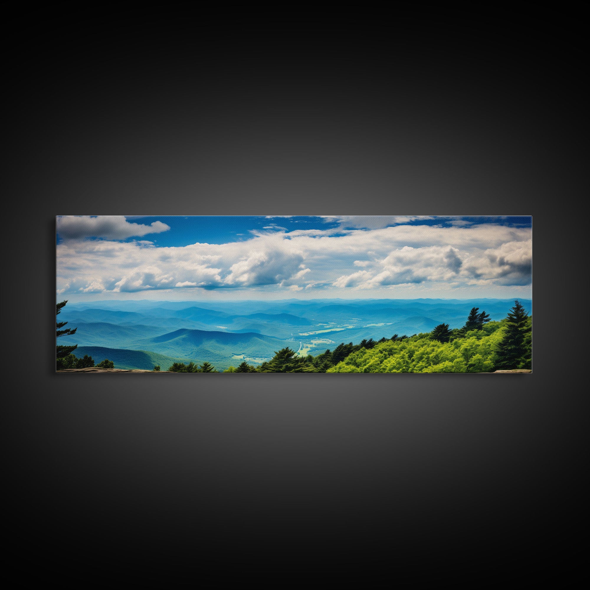 Blue Ridge Mountains Panoramic Wall Art, Bluebridge Mountains National Parkway, Beautiful Cabin Decor, Boho Photography Wall Art Print