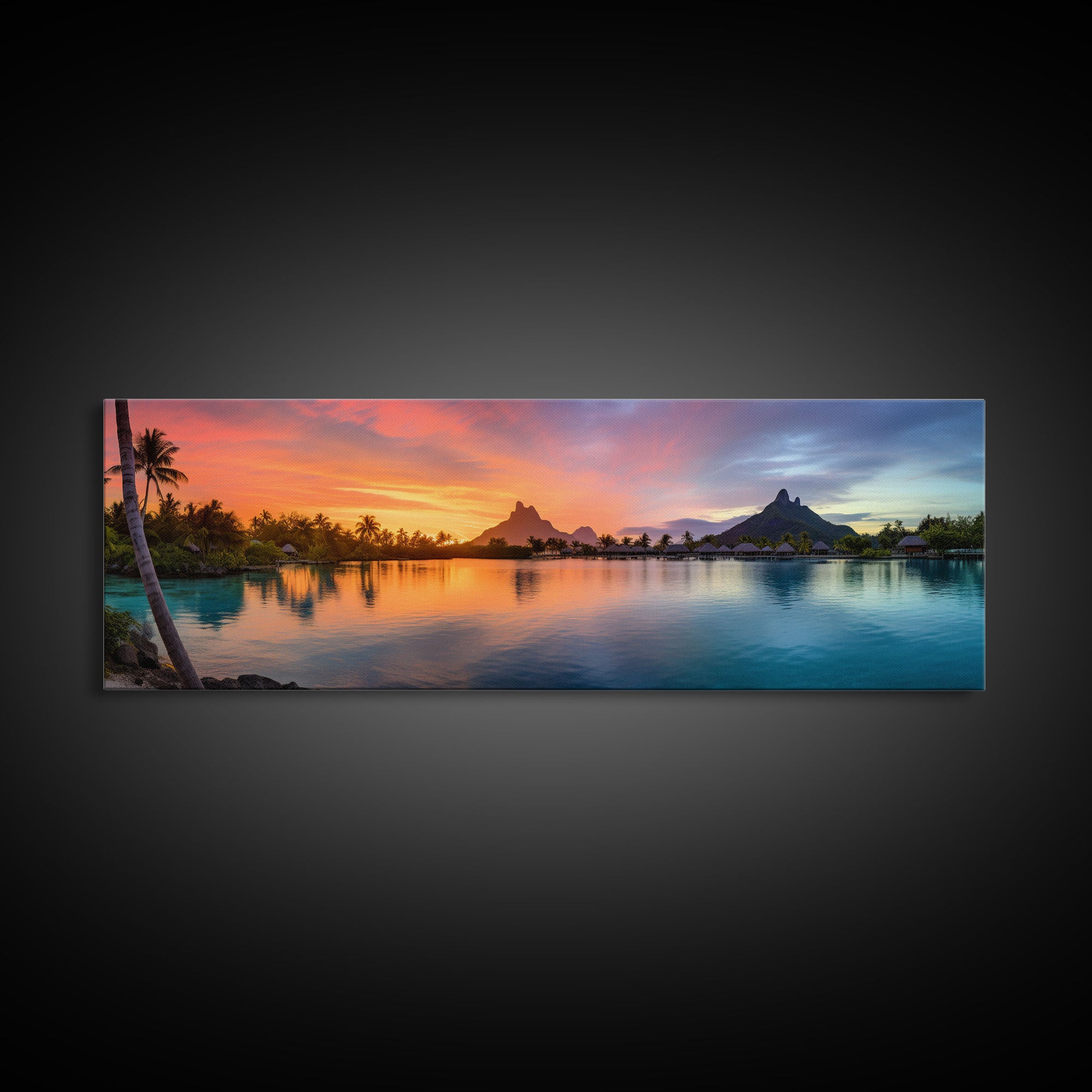 Beautiful Bora Bora Vacation Art, Bora Bora Photography Print, Panoramic Beach Art, Panoramic Photo Print, Lake House Art, Travel Decor