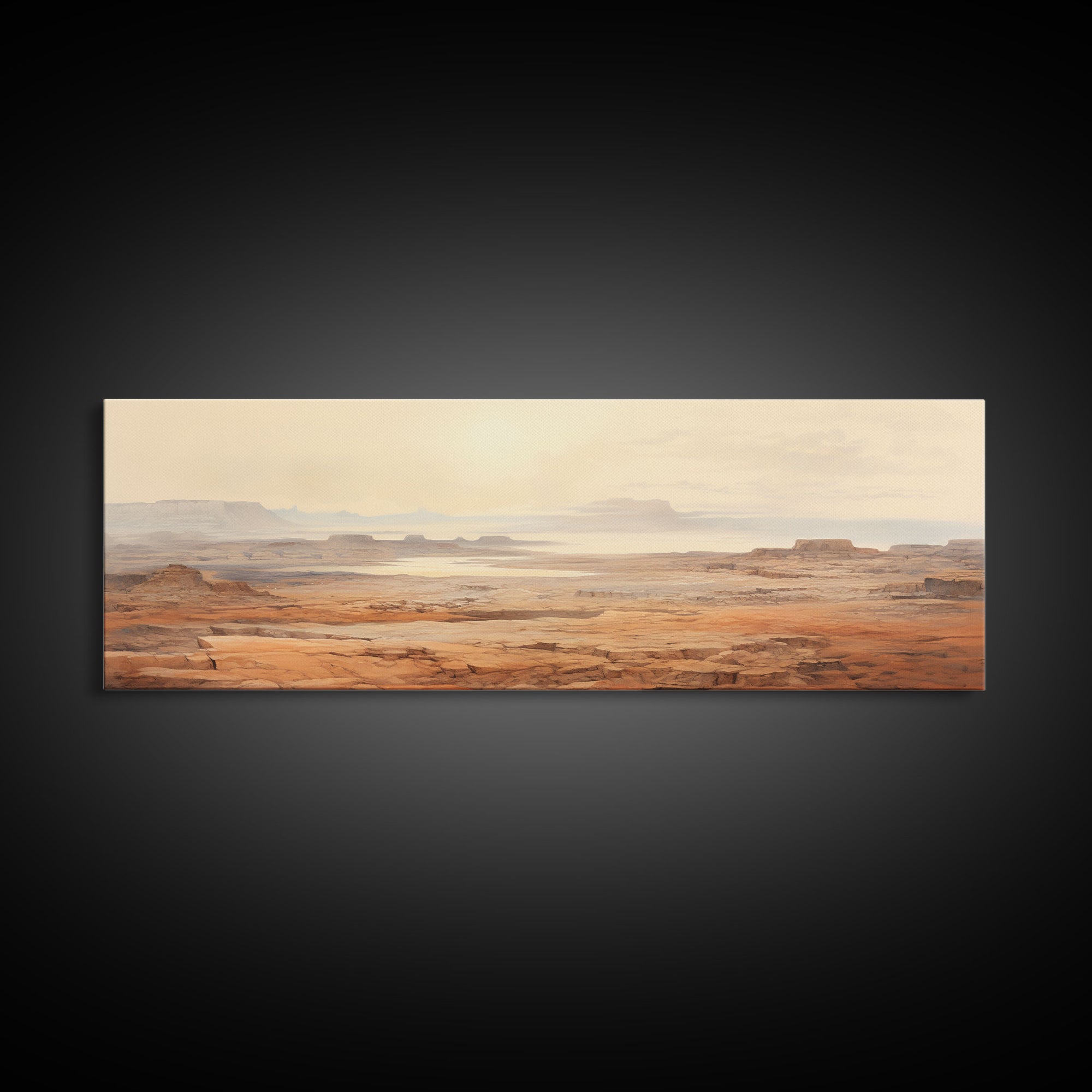 Arizona Desert, Canvas Wall Art, National Park Poster, Extra Large Horizontal Print, Panoramic Watercolor Minimalist Landscape Art