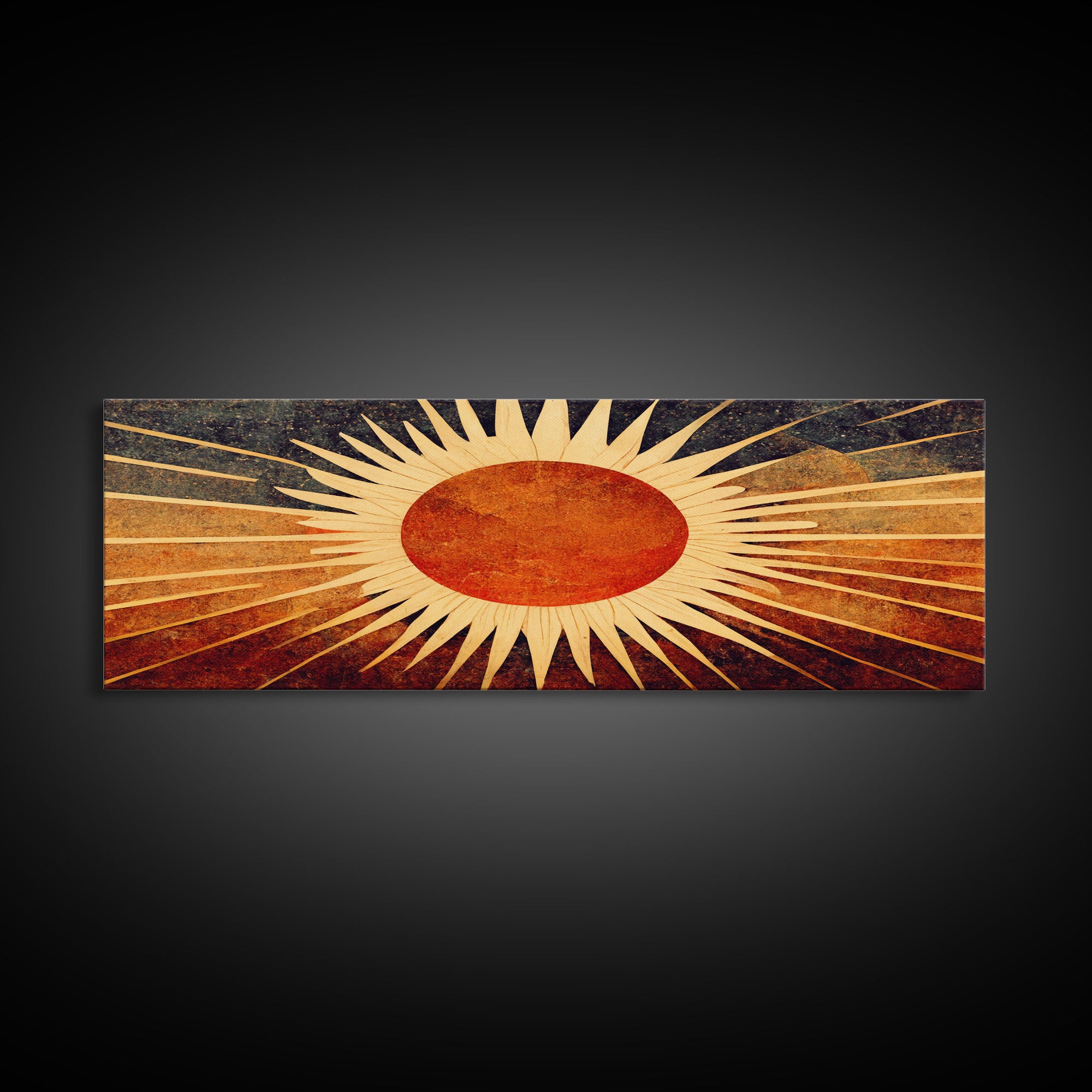 Art Deco Sunburst Wall Art, Ready To Hang Canvas Print, Panoramic Art, Art Deco Wall Decor, Above Bed, Above Couch, Above Sofa