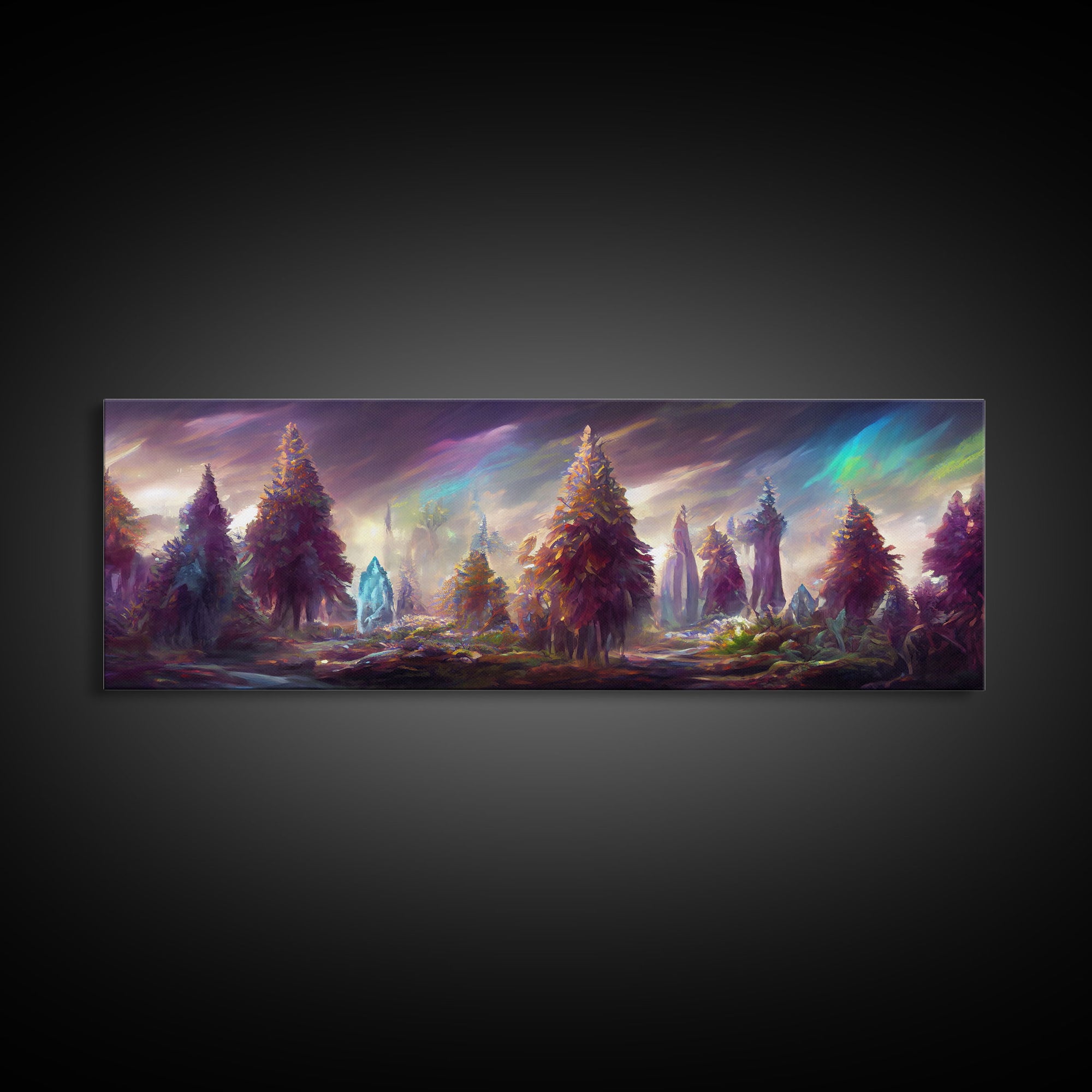 RPG Art, High Fantasy Forest Wall Art, Ready To Hang Canvas Print, Panoramic Art, Fantasy RPG Concept Art