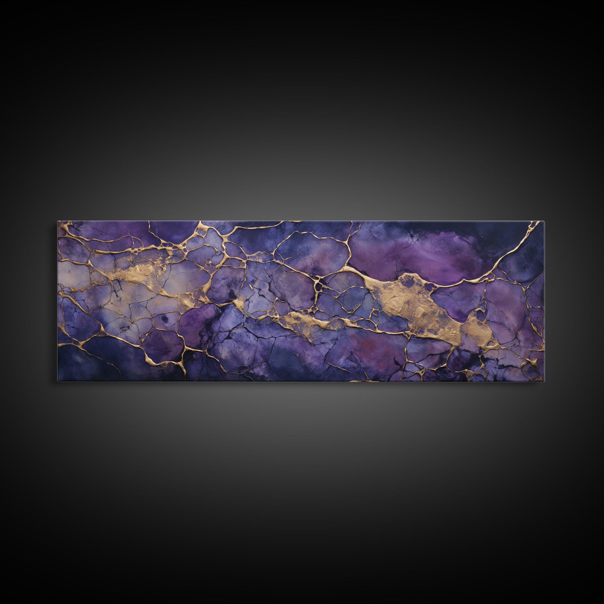 Purple and Gold Marble Canvas Wall Art, Abstract Canvas Art, Panoramic Art, Large Wall Art, Marble Wall Decor, Large Canvas Modern Art