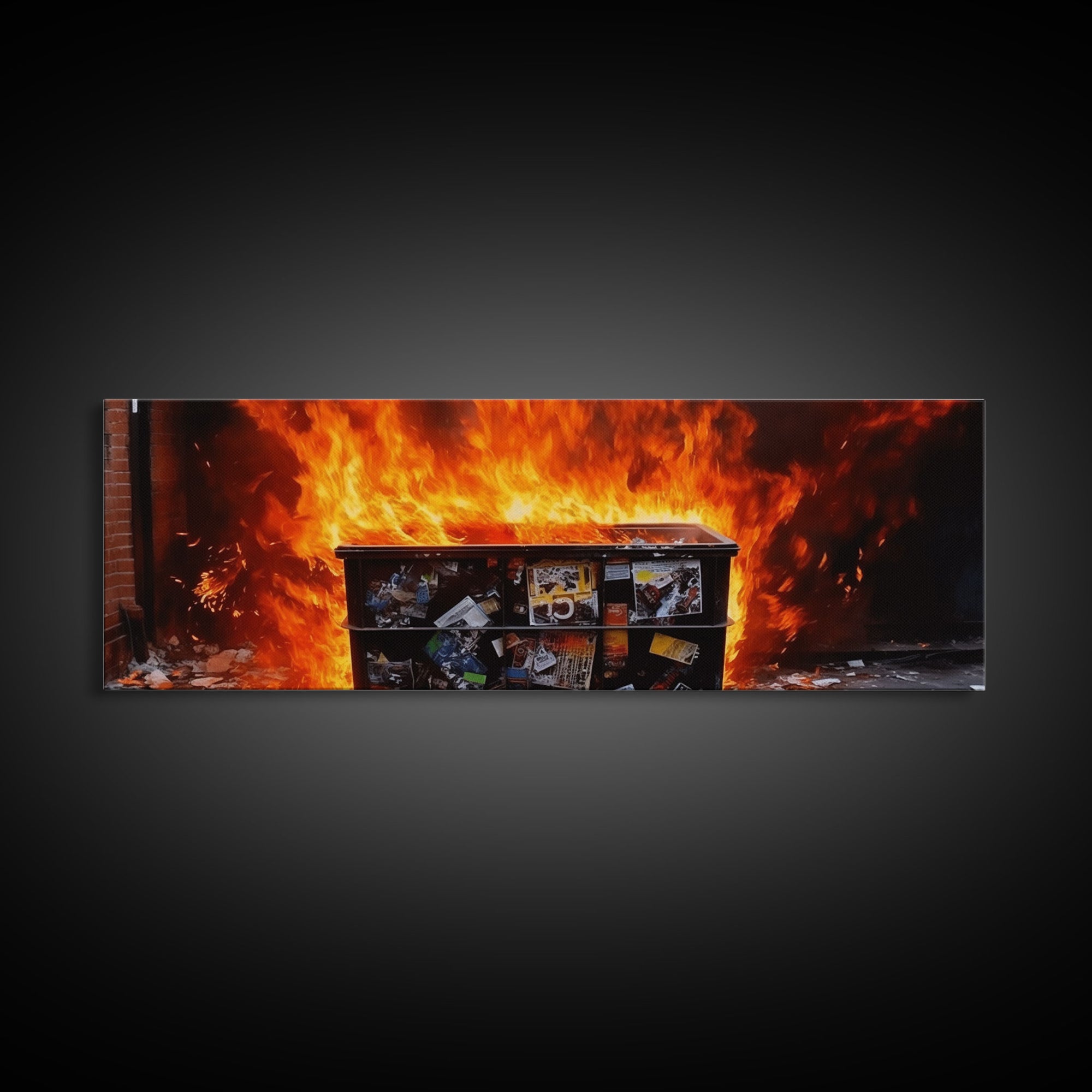 This Is Fine, It's Just A Dumpster Fire, Funny Wall Art, Framed Canvas Print