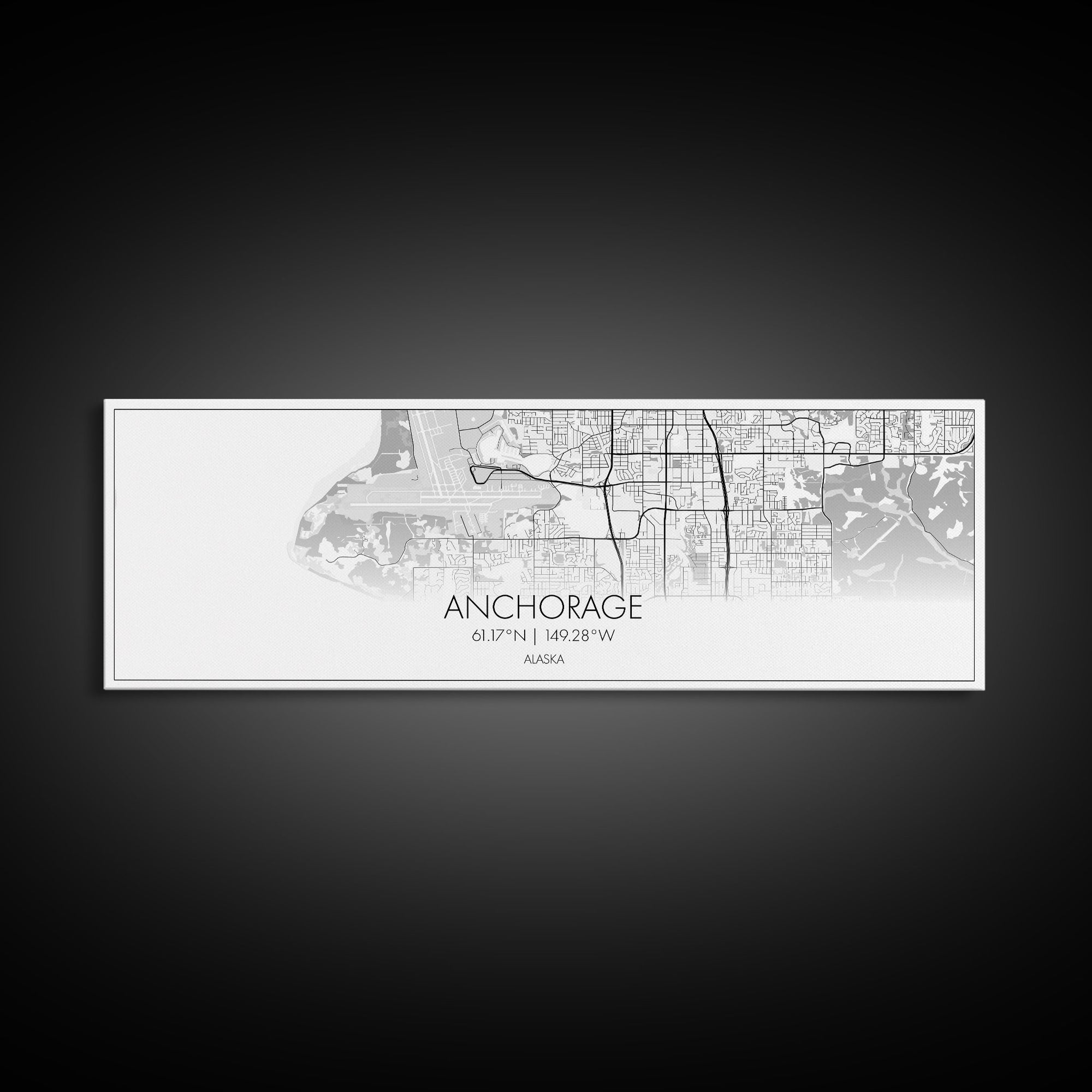 Panoramic Anchorage City Map, Alaska Art, Map Print, Minimalist Wall Art, Canvas Art, Housewarming Gift, Street Map Art, Closing Gift