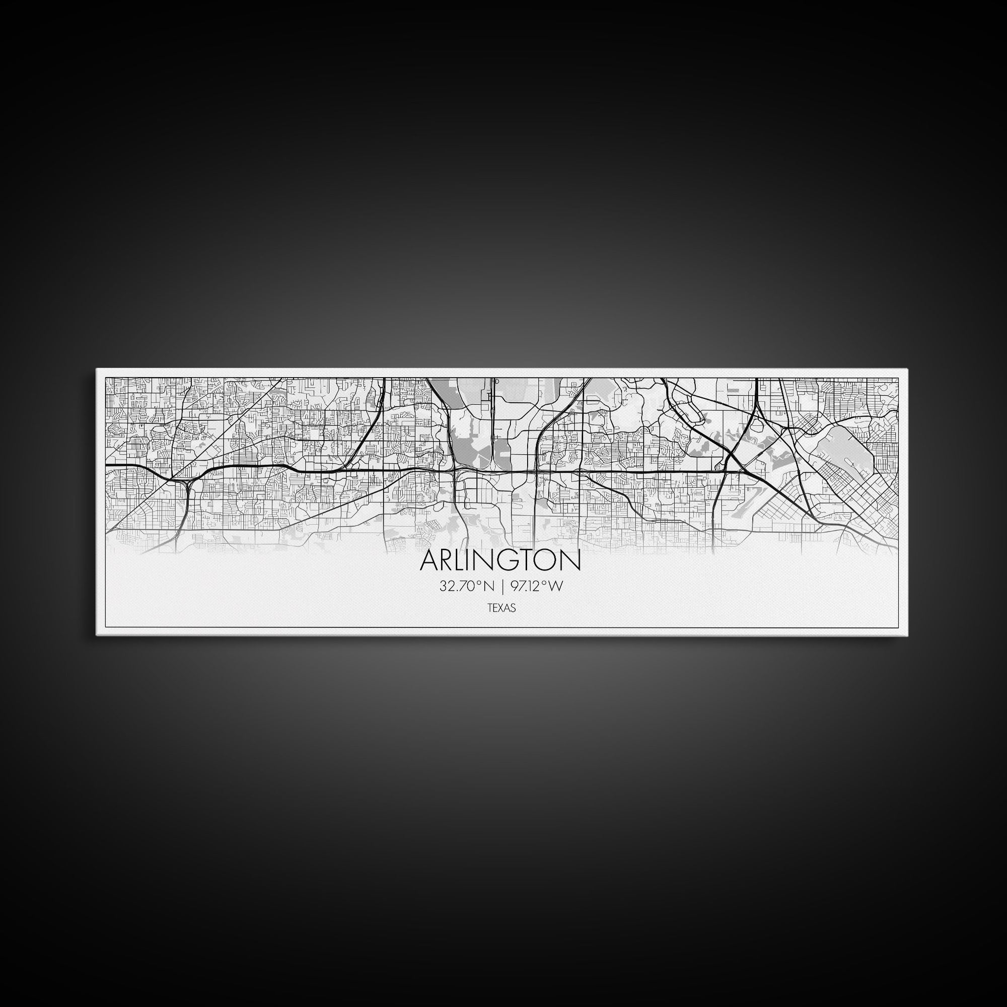 Panoramic Arlington City Map, Texas Art, Map Print, Minimalist Wall Art, Canvas Art, Housewarming Gift, Street Map Art, Closing Gift