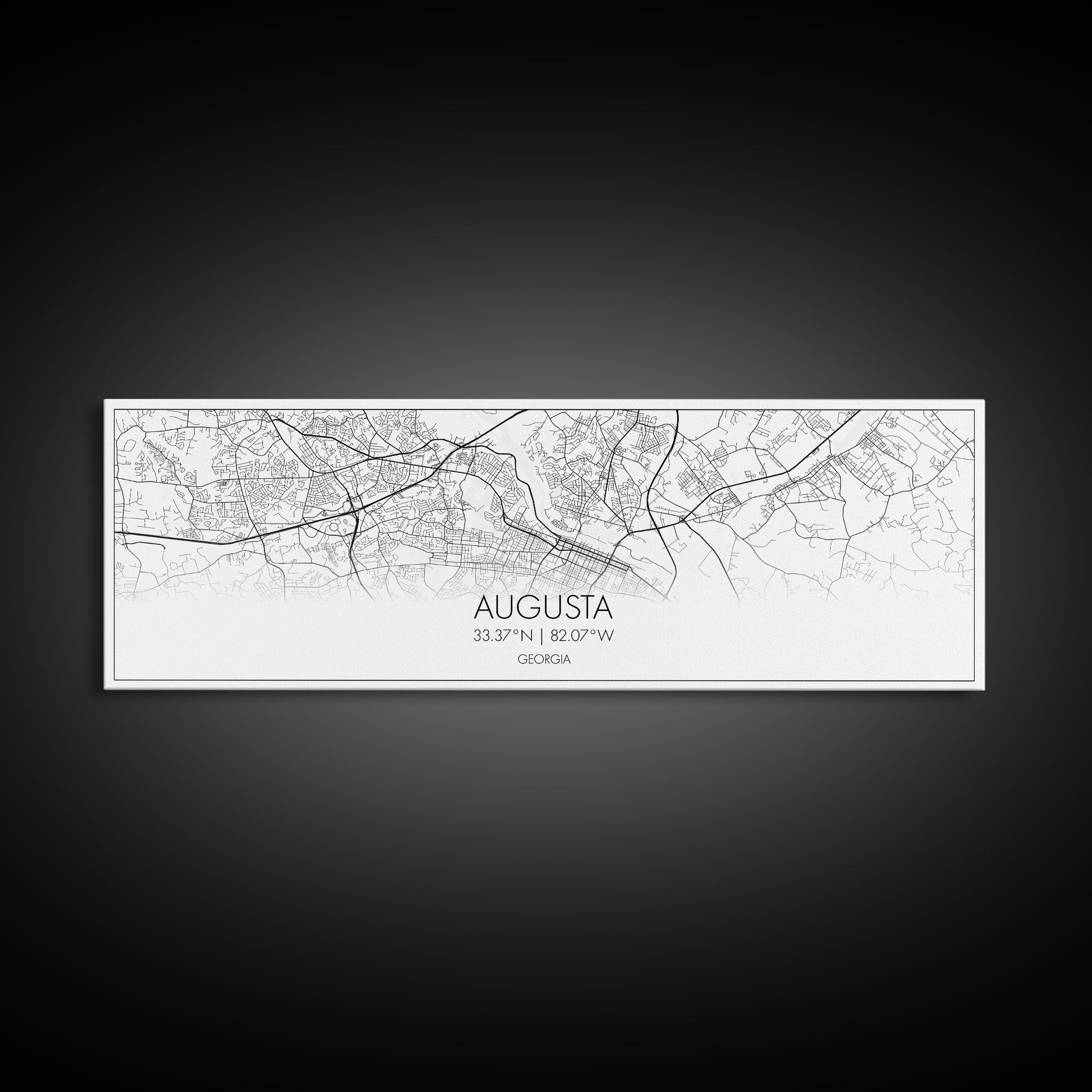 Panoramic Augusta City Map, Georgia Art, Map Print, Minimalist Wall Art, Canvas Art, Housewarming Gift, Street Map Art, Closing Gift