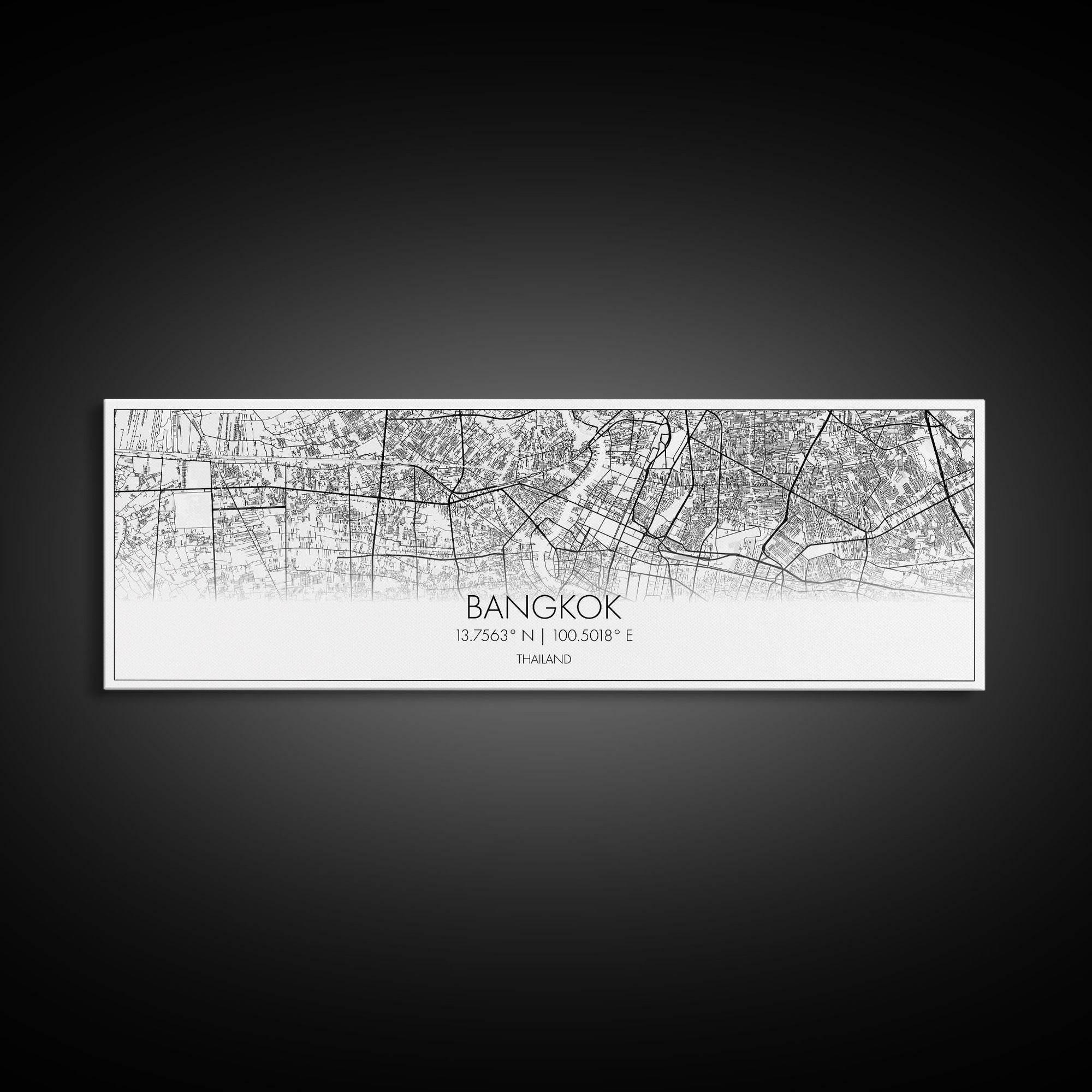 Panoramic Bangkok City Map, Thailand Art, Map Print, Minimalist Wall Art, Canvas Art, Housewarming Gift, Street Map Art, Closing Gift