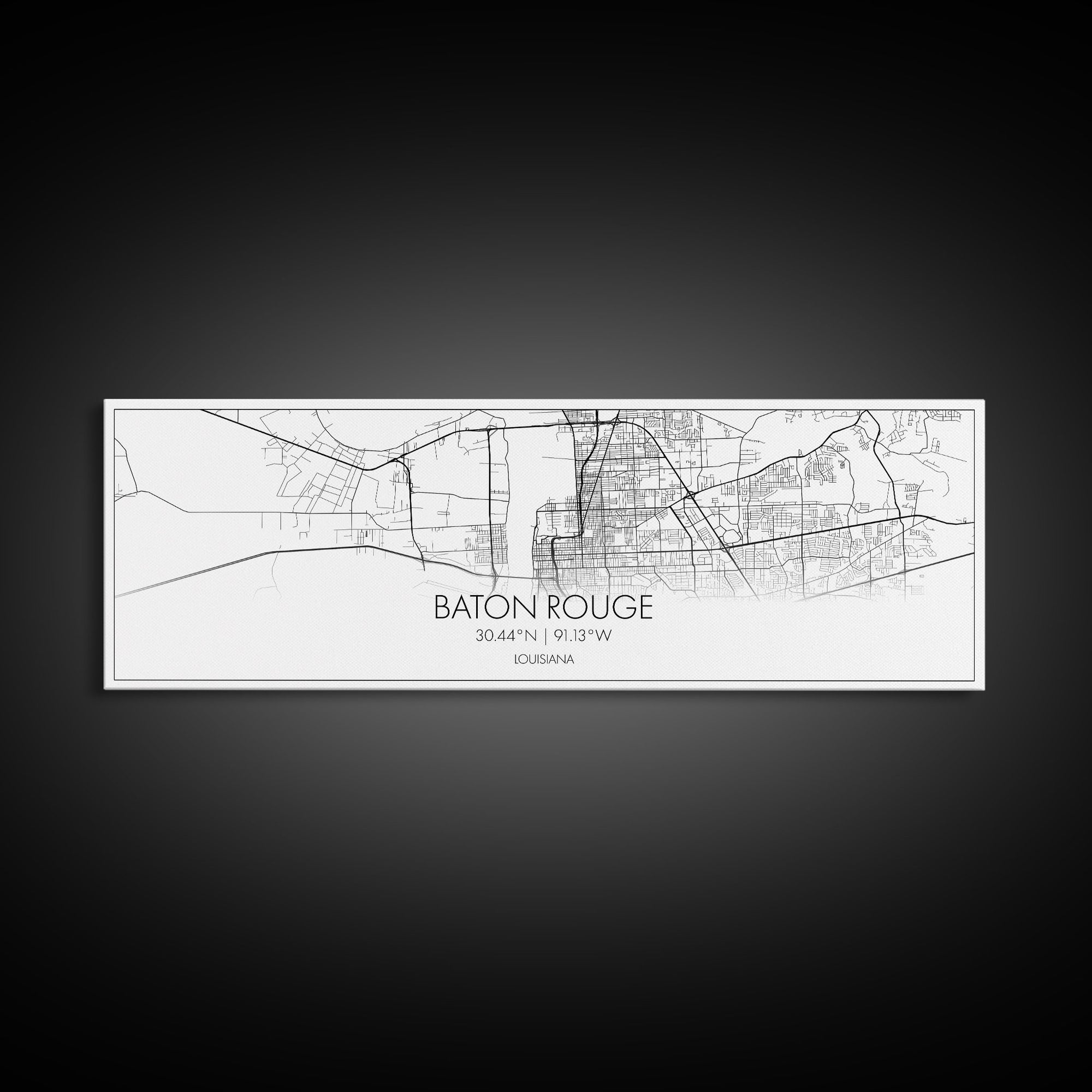 Panoramic Baton Rouge City Map, Louisiana Art, Map Print, Minimalist Wall Art, Canvas Art, Housewarming Gift, Street Map Art, Closing Gift