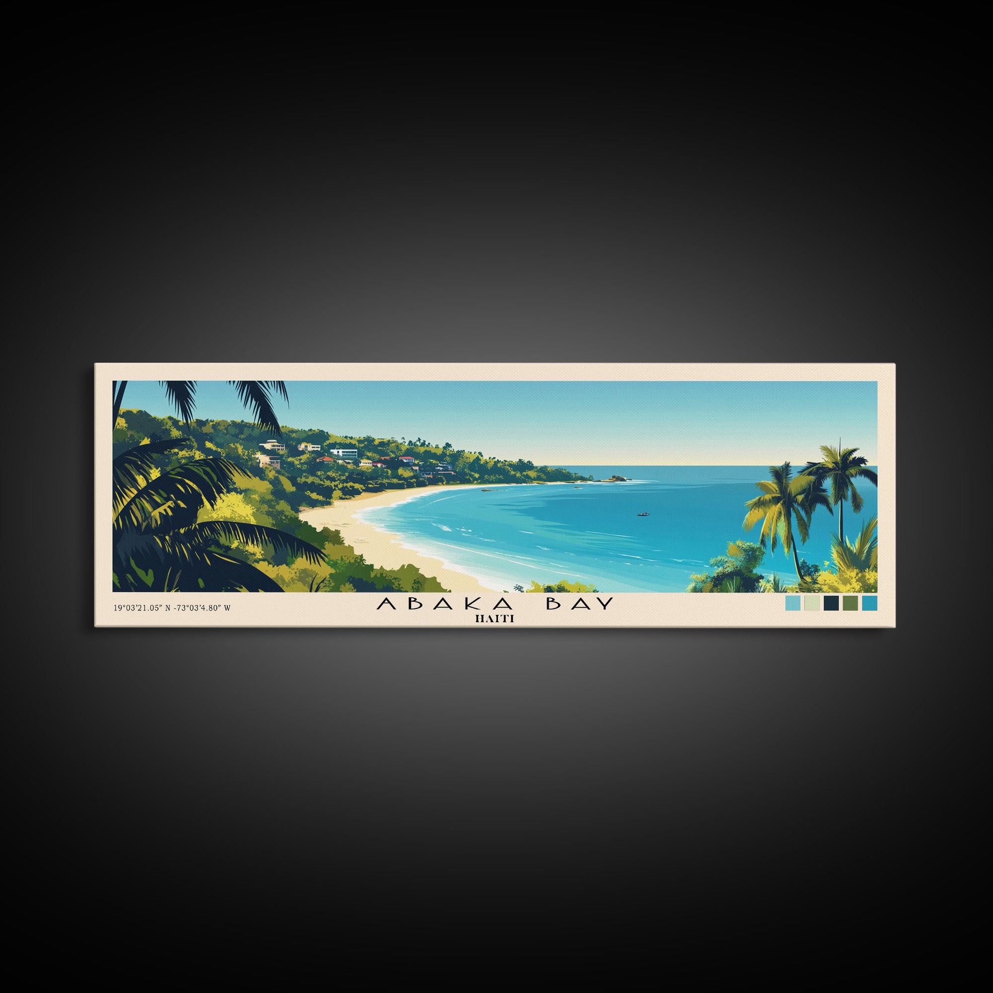 Abaka Bay, Haiti Panoramic Print, Vacation Gift, Haiti Wall Art, Beach Painting, Beach Decor, Beach Or Lakehouse Art