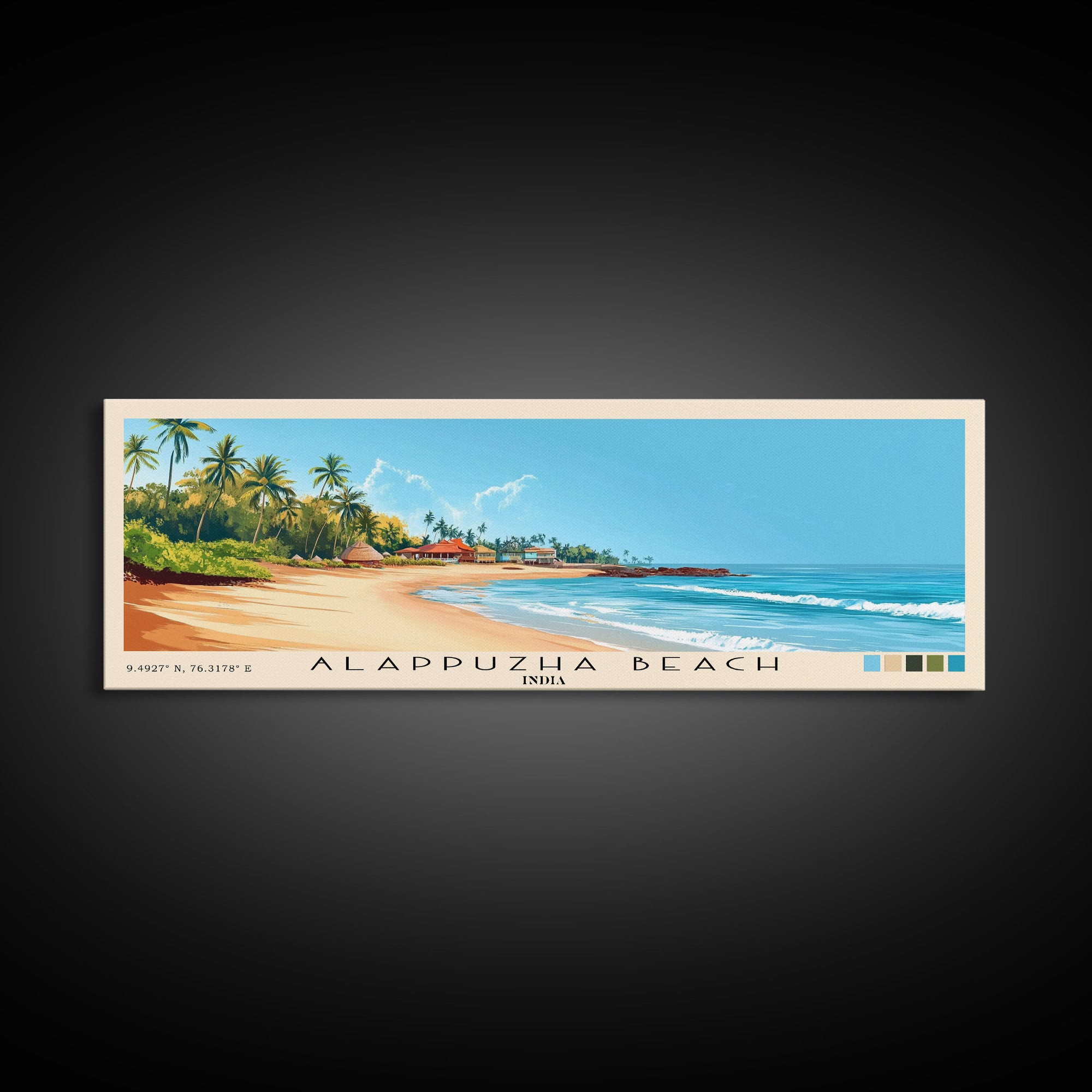 Alappuzha Beach, India Panoramic Print, Vacation Gift, India Wall Art, Beach Painting, Beach Decor, Large Wall Art, Wood Frame Art