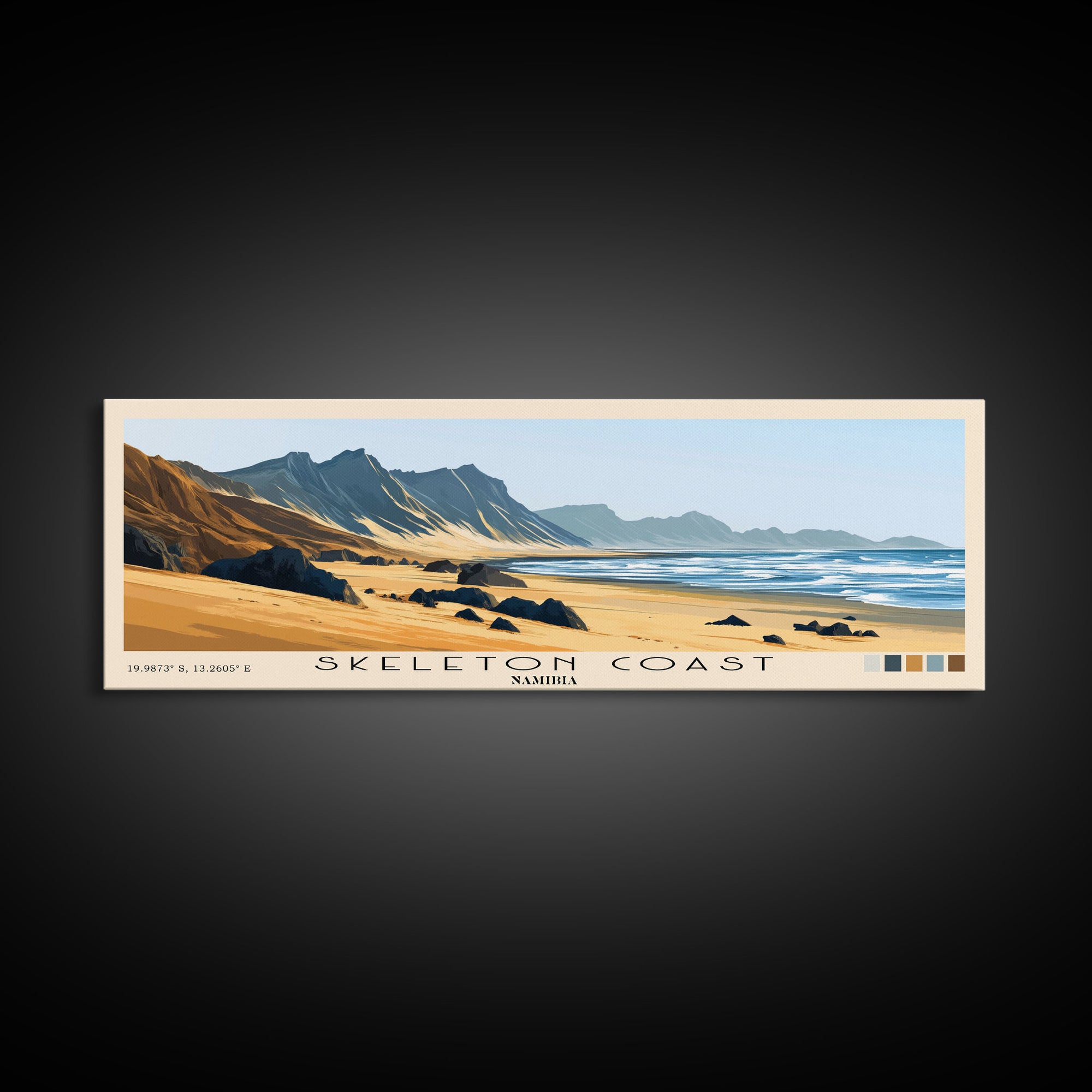 Skeleton Coast, Namibia Panoramic Print, Vacation Gift, Namibia Wall Art, Beach Painting, Beach Decor, Large Wall Art, Wood Frame Art