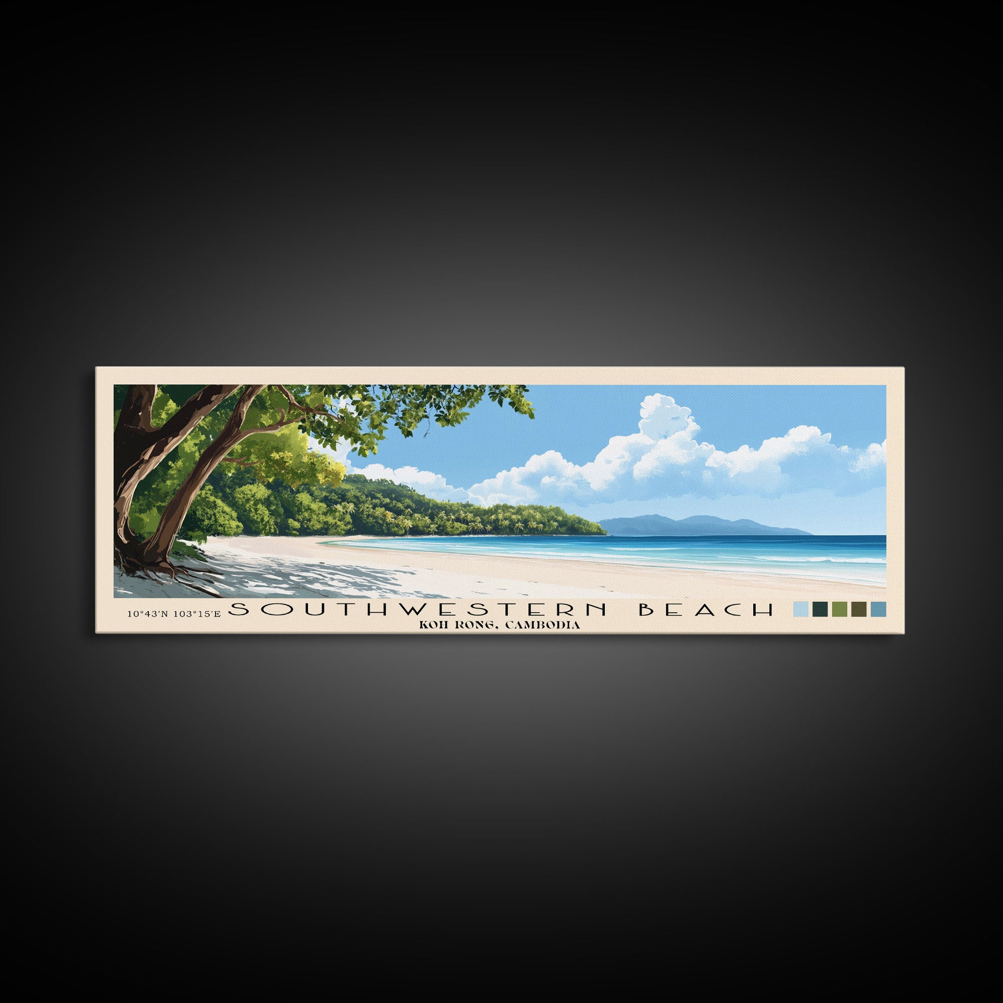 Southwestern Beach, Koh Rong, Cambodia Panoramic Print, Vacation Gift, Koh Rong, Cambodia Wall Art, Vacation Wall Art, Vacatation Memories, Beach Decor, Beach Or Lakehouse Art