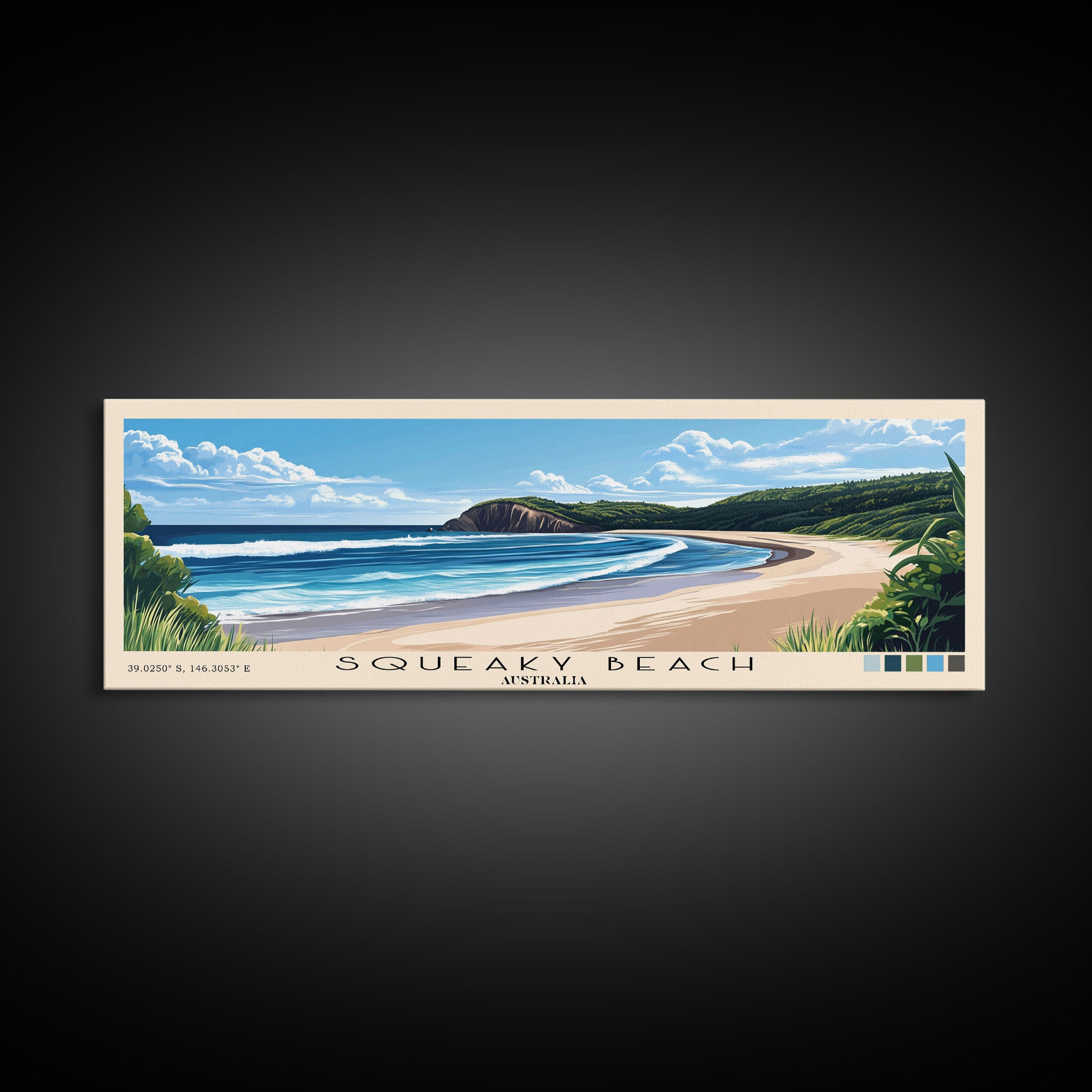 Squeaky Beach, Australia Panoramic Print, Vacation Gift, Australia Wall Art, Beach Painting, Beach Decor, Beach Or Lakehouse Art