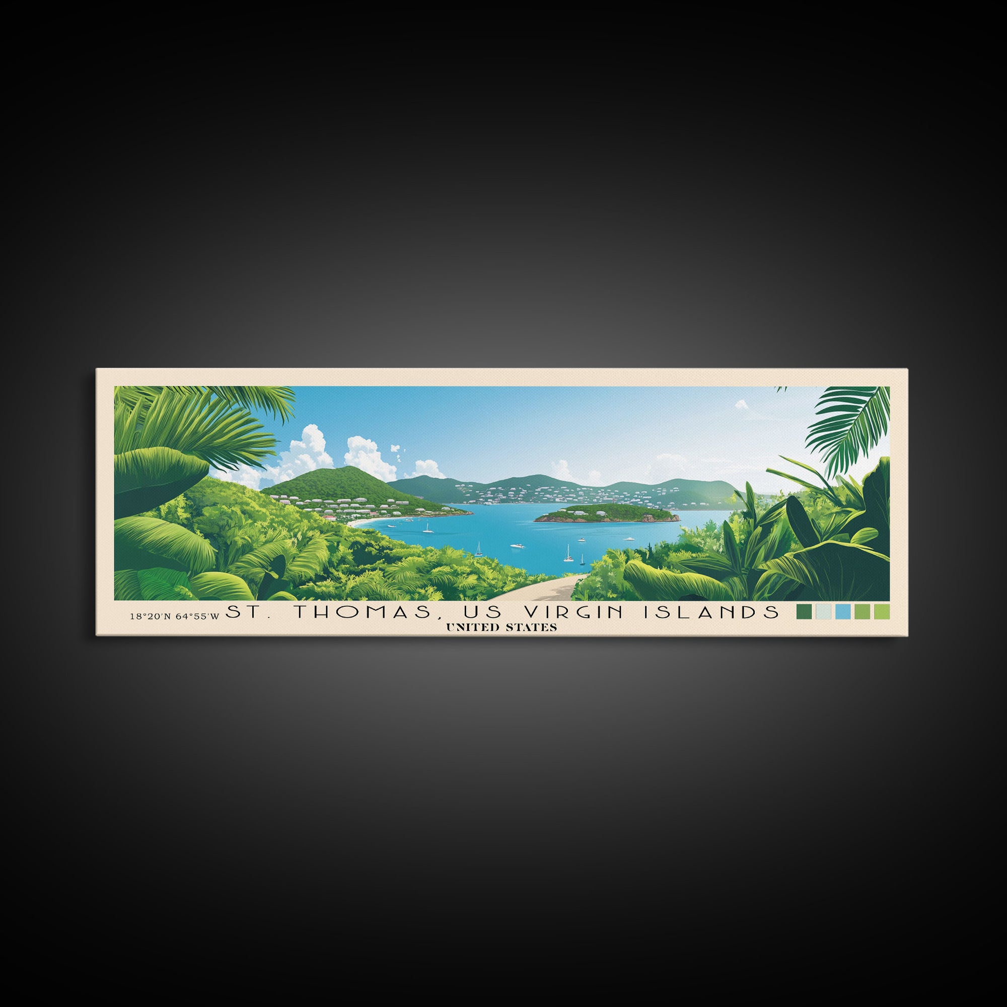 St. Thomas, US Virgin Islands, United States Panoramic Print, Vacation Gift, United States Wall Art, Beach Painting, Beach Decor, Beach Or Lakehouse Art