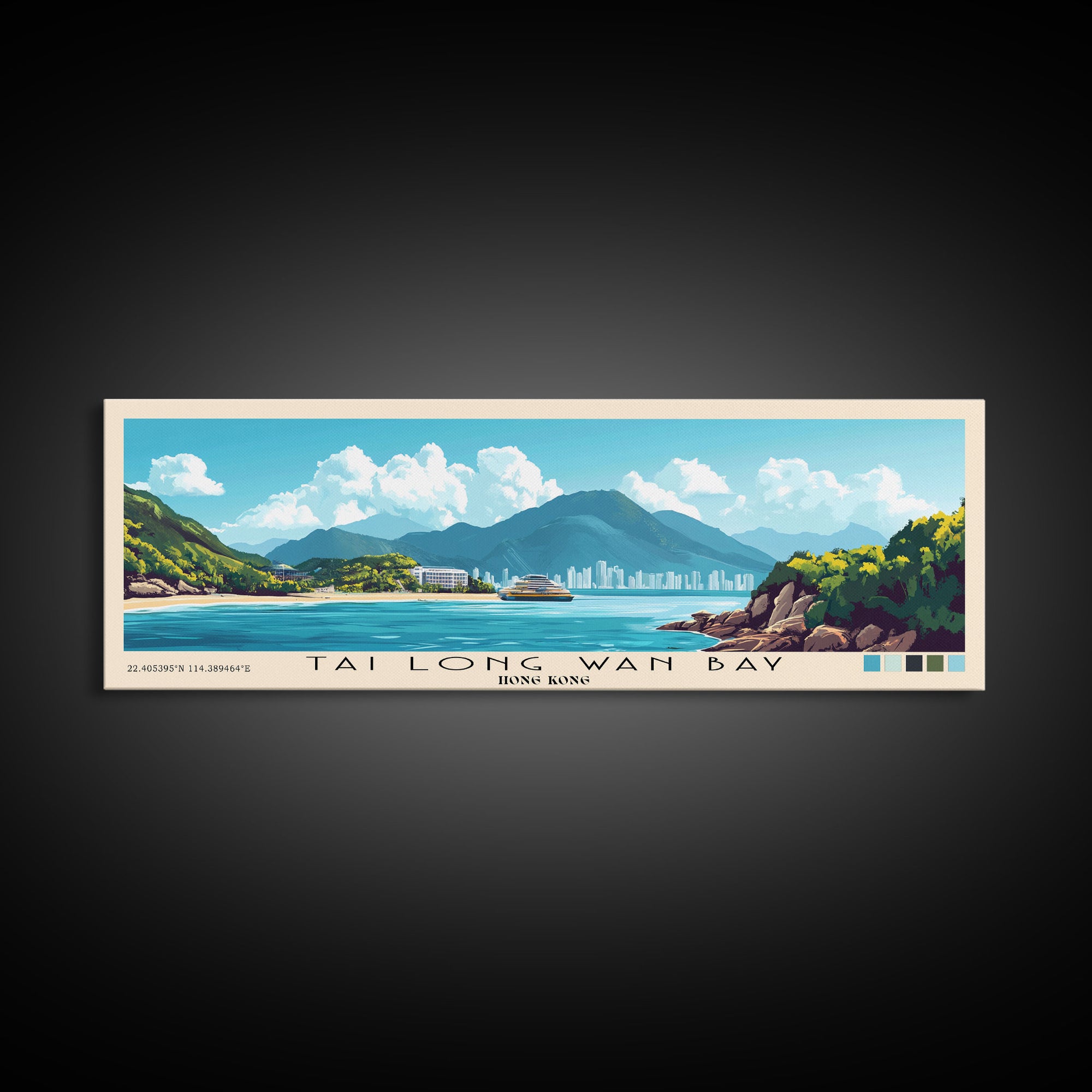 Tai Long Wan Bay, Hong Kong Panoramic Print, Vacation Gift, Hong Kong Wall Art, Beach Painting, Beach Decor, Beach Or Lakehouse Art