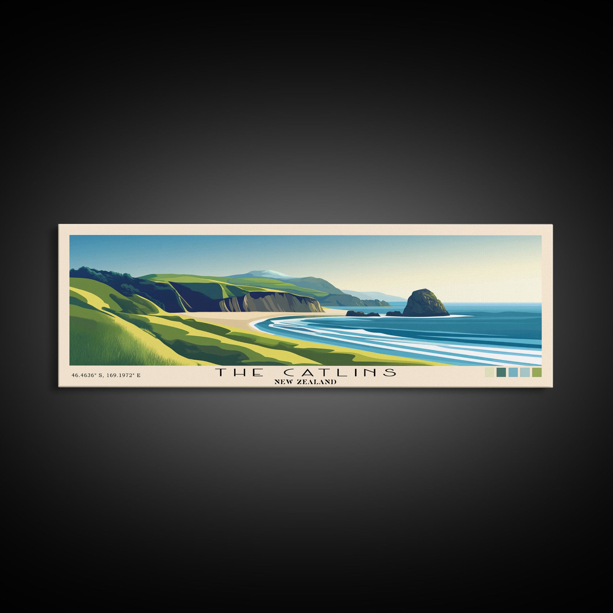 The Catlins, New Zealand Panoramic Print, Vacation Gift, New Zealand Wall Art, Beach Painting, Beach Decor, Beach Or Lakehouse Art