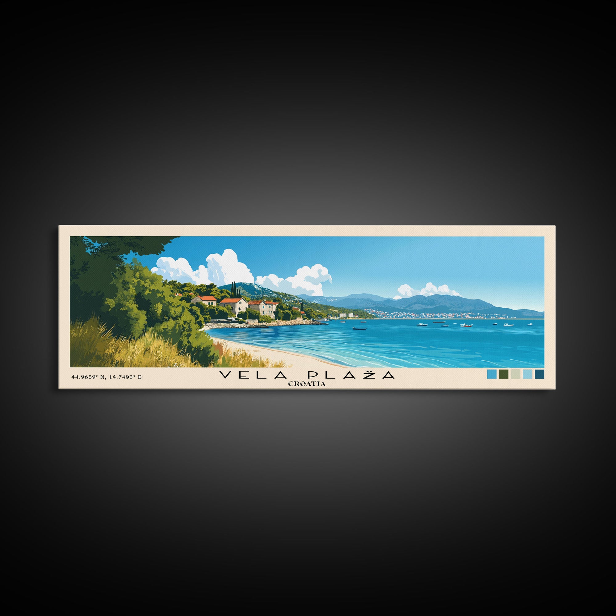 Vela Plaža, Croatia Panoramic Print, Vacation Gift, Croatia Wall Art, Beach Painting, Beach Decor, Beach Or Lakehouse Art