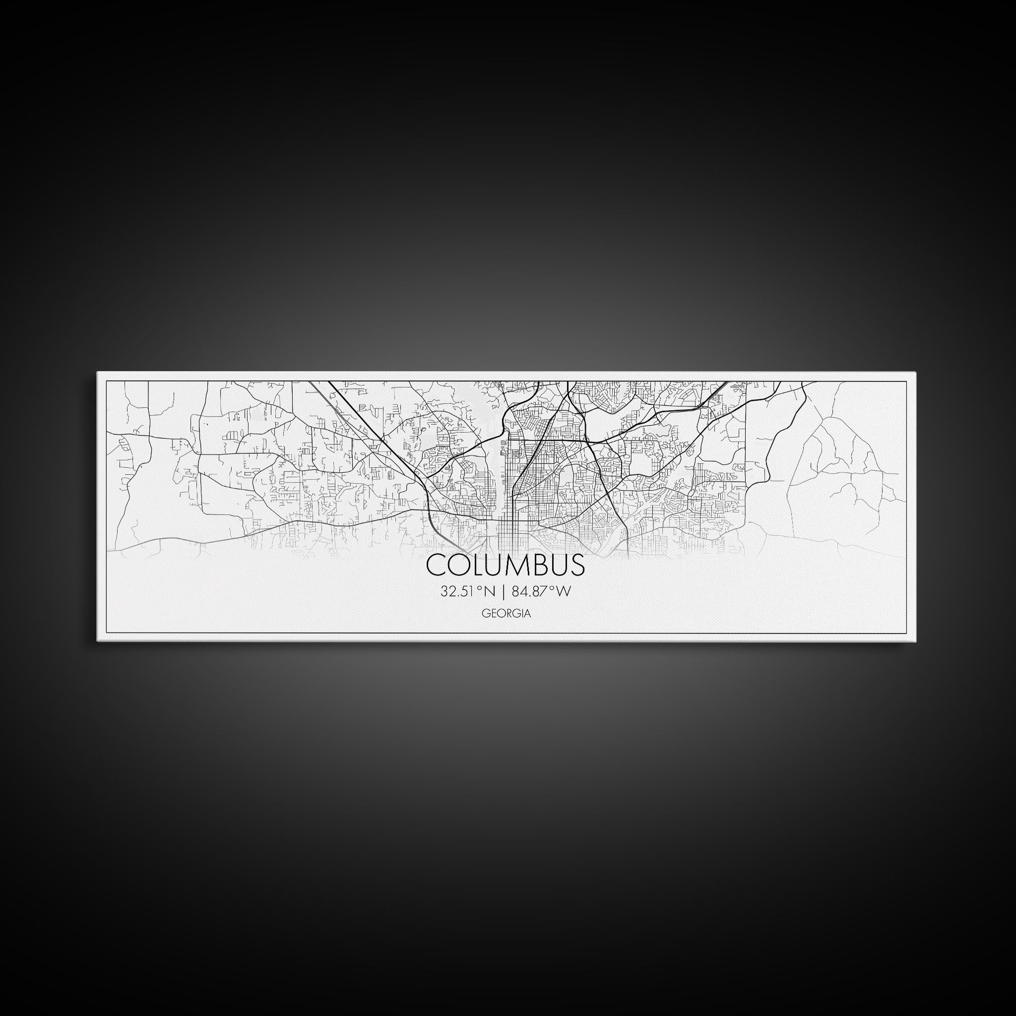 Panoramic Columbus City Map, Georgia Art, Map Print, Minimalist Wall Art, Canvas Art, Housewarming Gift, Street Map Art, Closing Gift