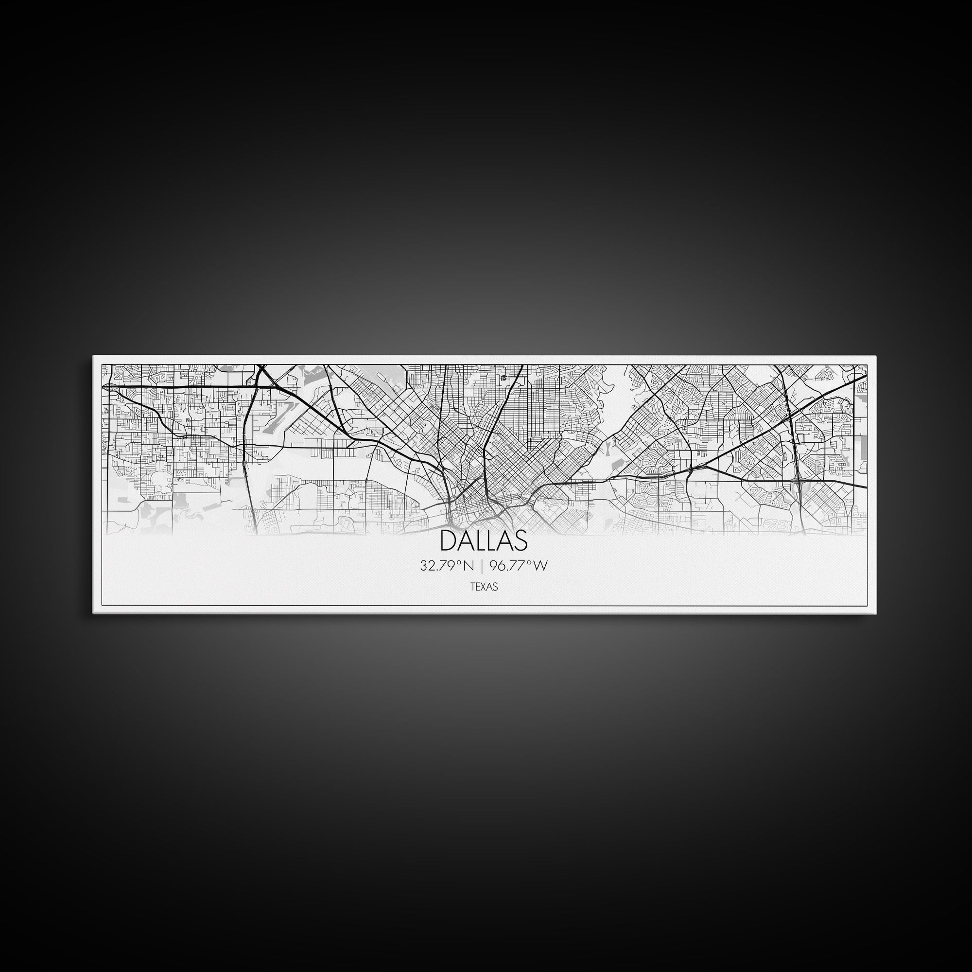 Panoramic Dallas City Map, Texas Art, Map Print, Minimalist Wall Art, Canvas Art, Housewarming Gift, Street Map Art, Closing Gift