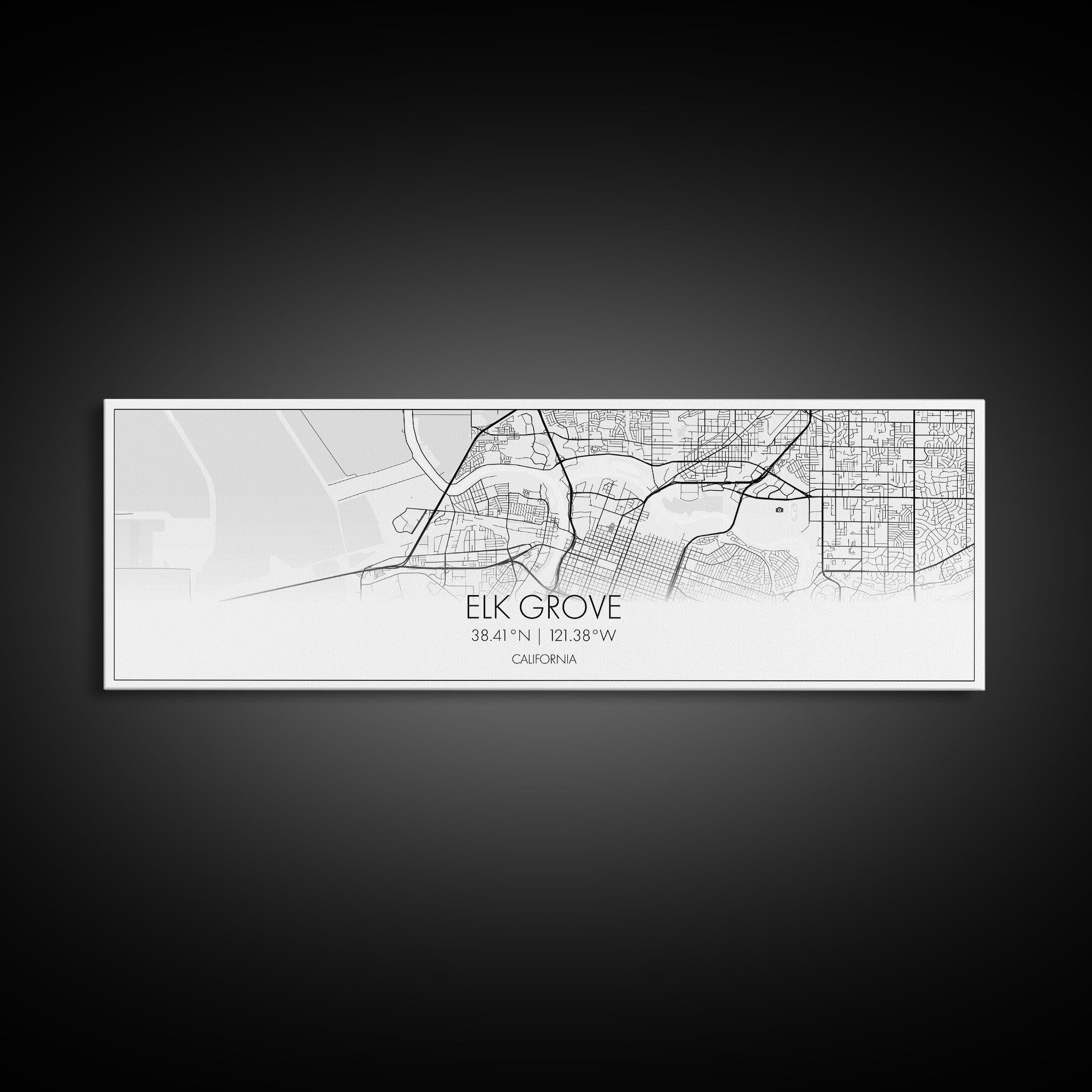 Panoramic Elk Grove City Map, California Art, Map Print, Minimalist Wall Art, Canvas Art, Housewarming Gift, Street Map Art, Closing Gift