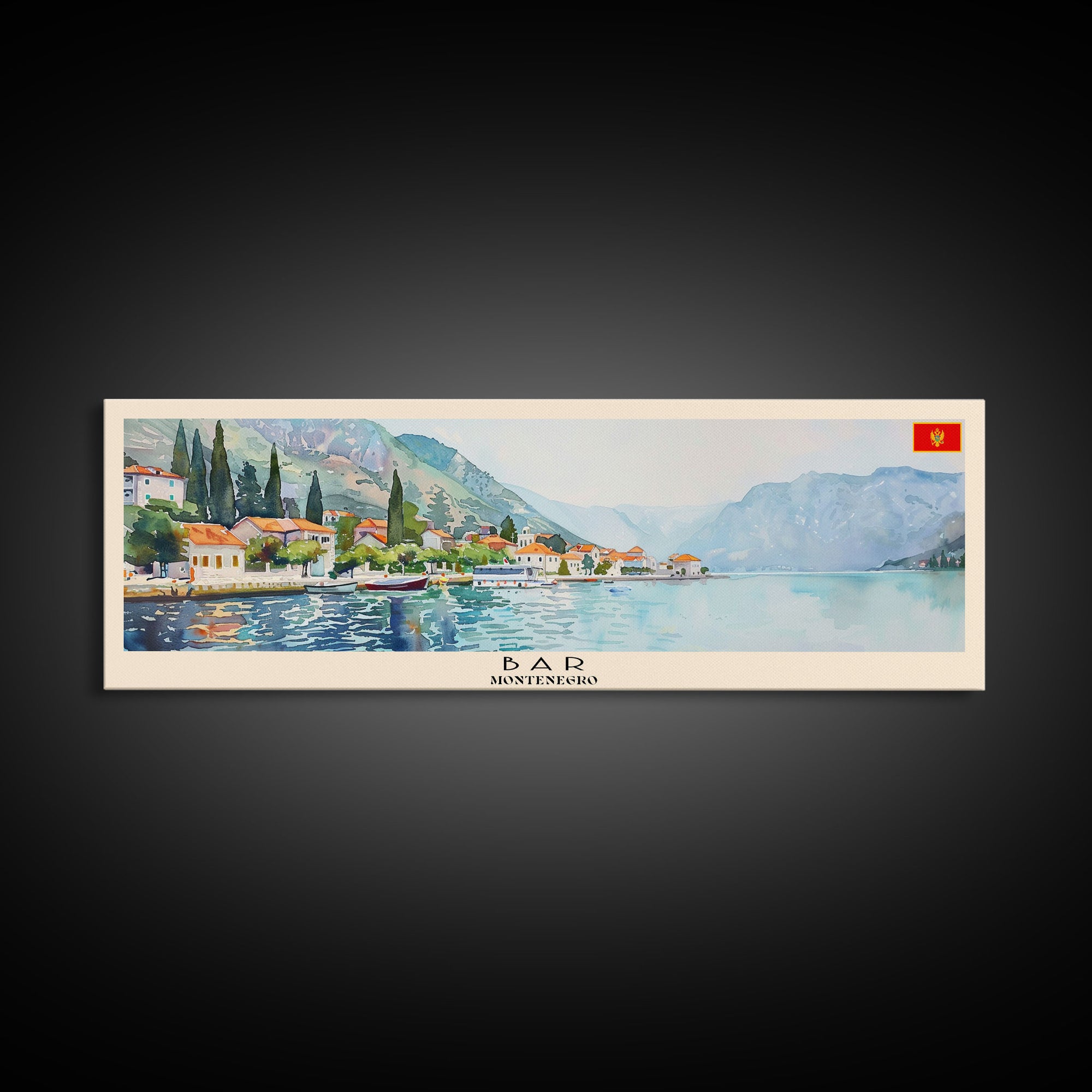 Bar Montenegro Travel Print Wall Art, Panoramic City Art, Travel Art, Wall Decor, Vacation Gift, Framed Canvas Print Or Metal Art