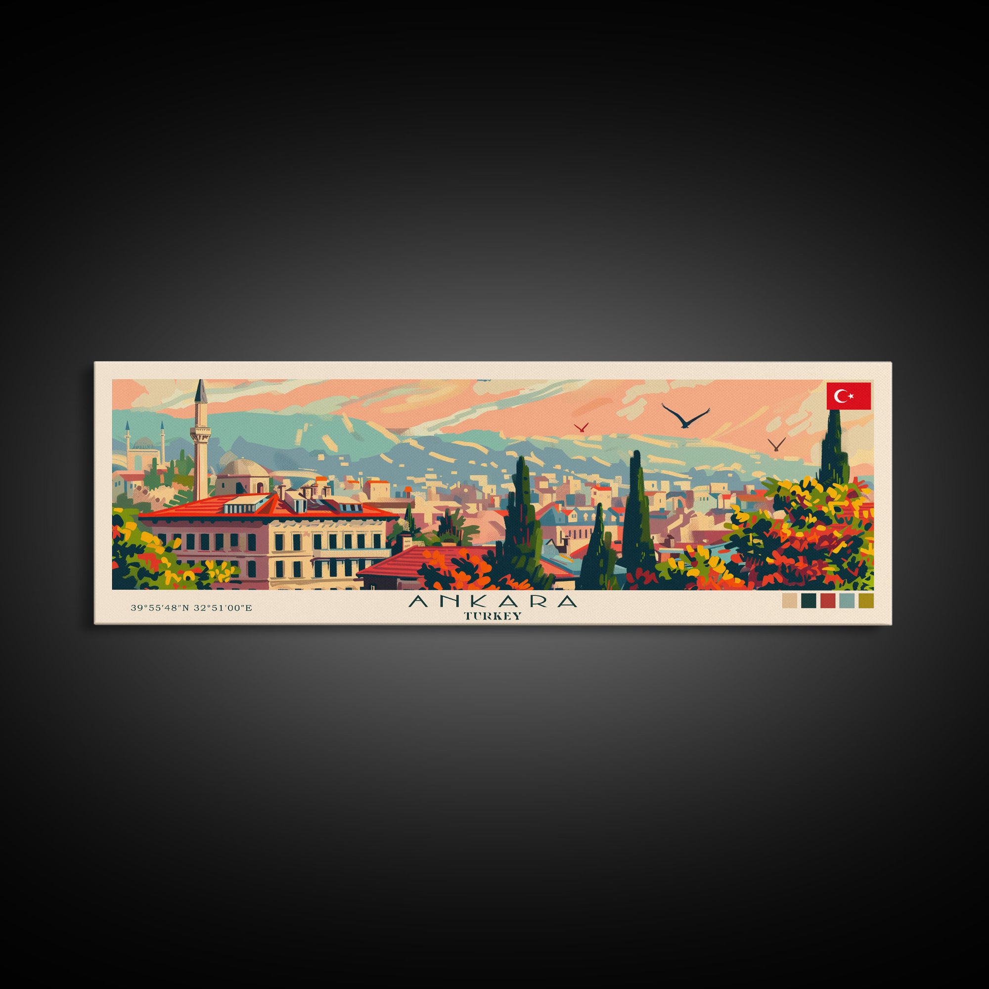 Ankara Turkey Travel Print Wall Art, Panoramic City Art, Travel Art, Wall Decor, Vacation Gift, Framed Canvas Print Or Metal Art