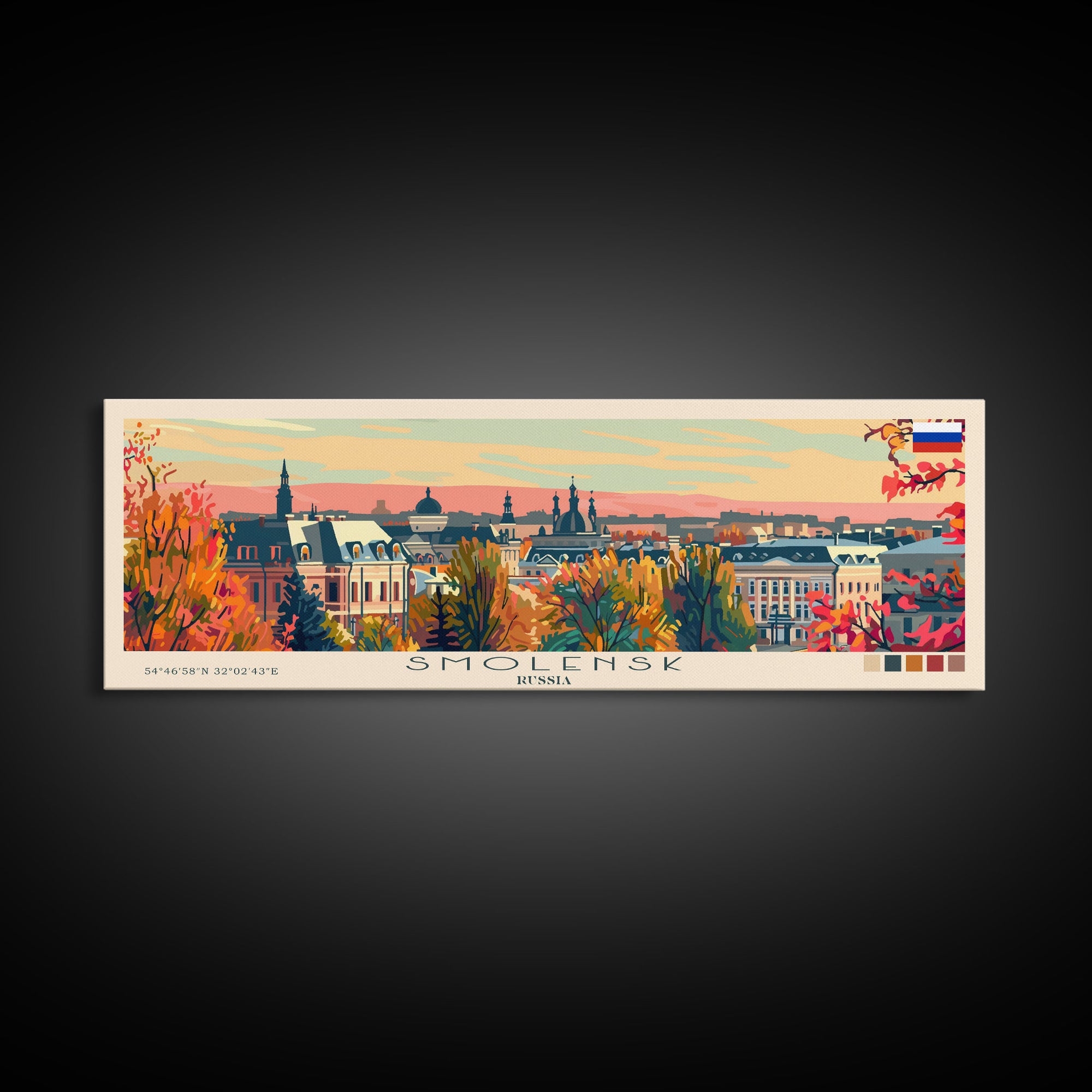 Smolensk Russia Travel Art, City Art, Framed Canvas Print or Metal Wall Art, Europe Travel Poster, Panoramic Wall Art, Extra Wide Wall Art