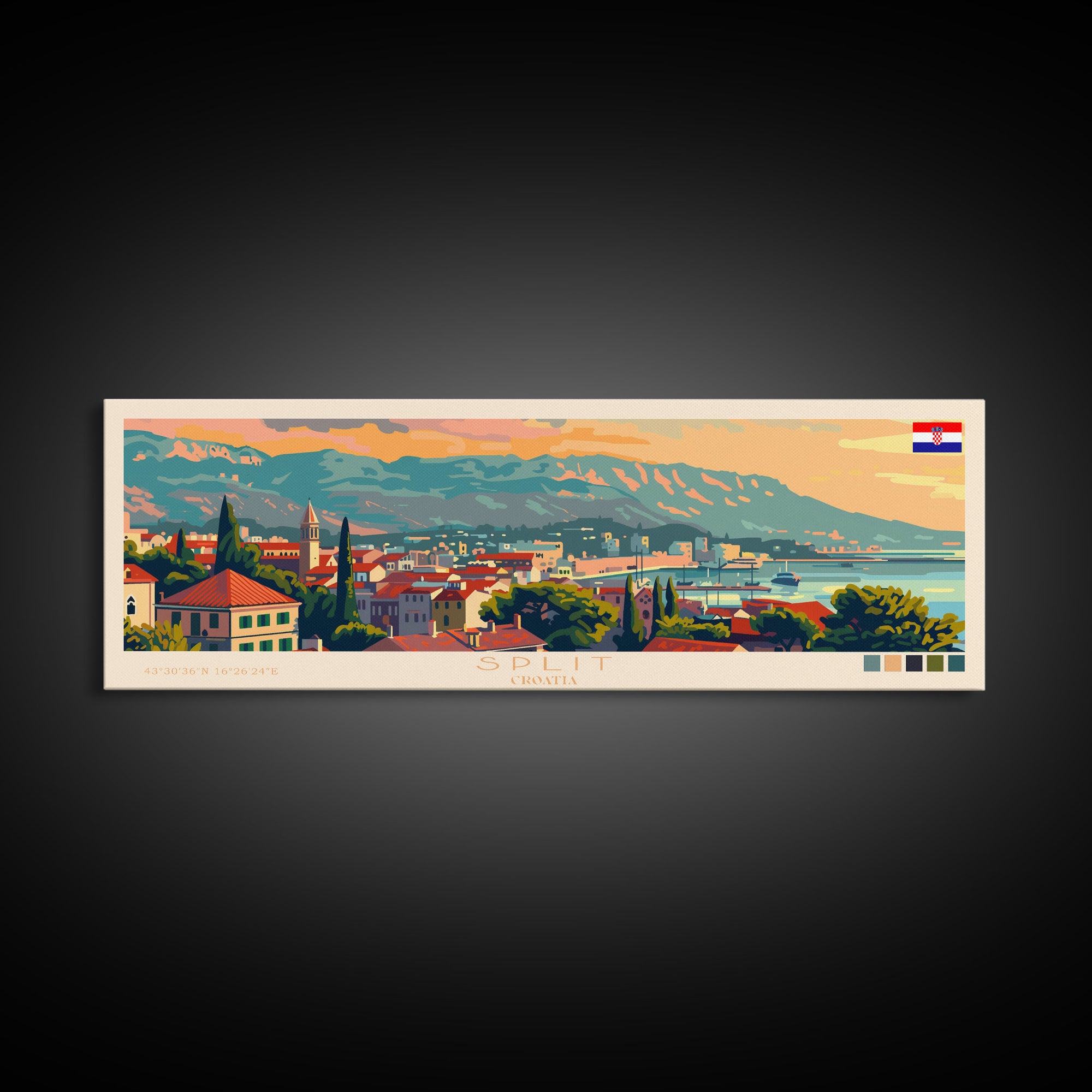 Split Croatia Travel Print Wall Art, Panoramic City Art, Travel Art, Wall Decor, Vacation Gift, Framed Canvas Print Or Metal Art