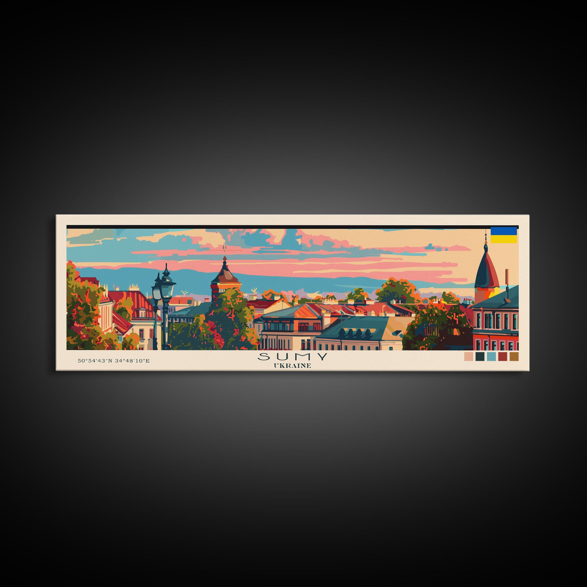 Sumy Ukraine Travel Art, City Art, Framed Canvas Print or Metal Wall Art, Europe Travel Poster, Panoramic Wall Art, Extra Wide Wall Art