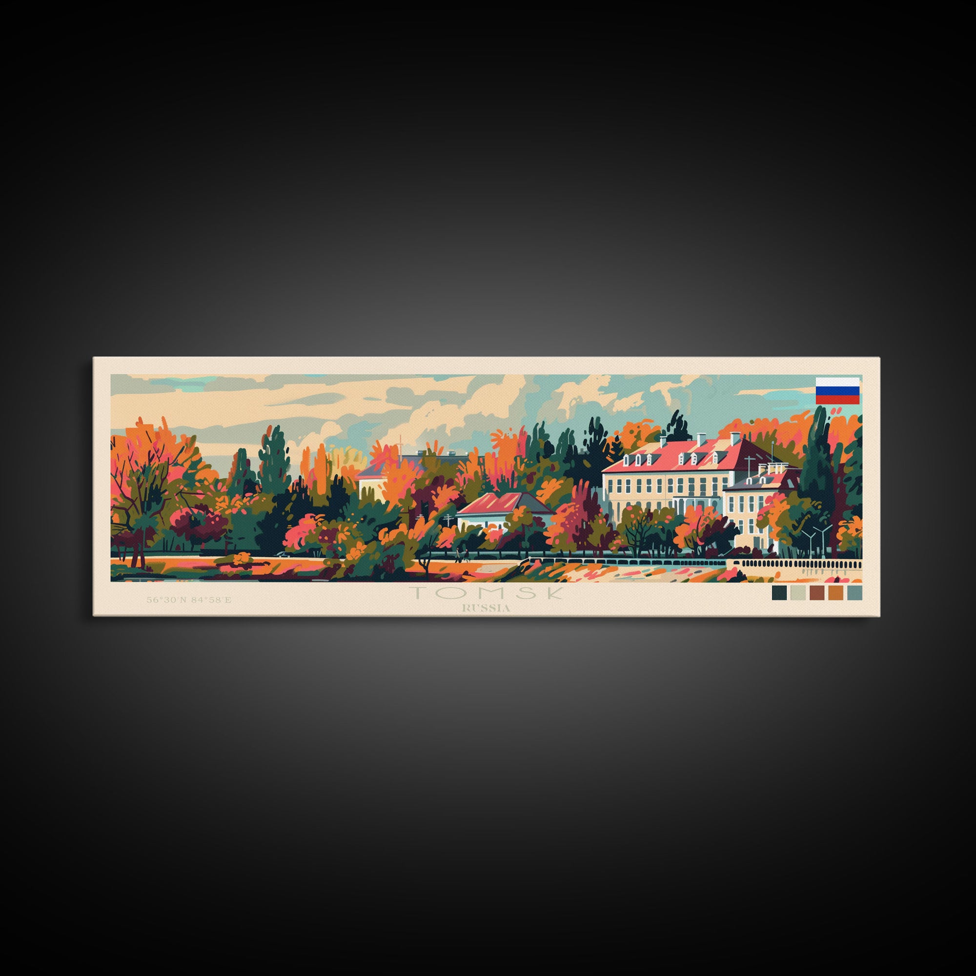 Tomsk Russia Wall Art, Panoramic Travel Poster, Panoramic Framed Canvas Print, City Wall Art, Wall Hanging Home Decor, Travel Art