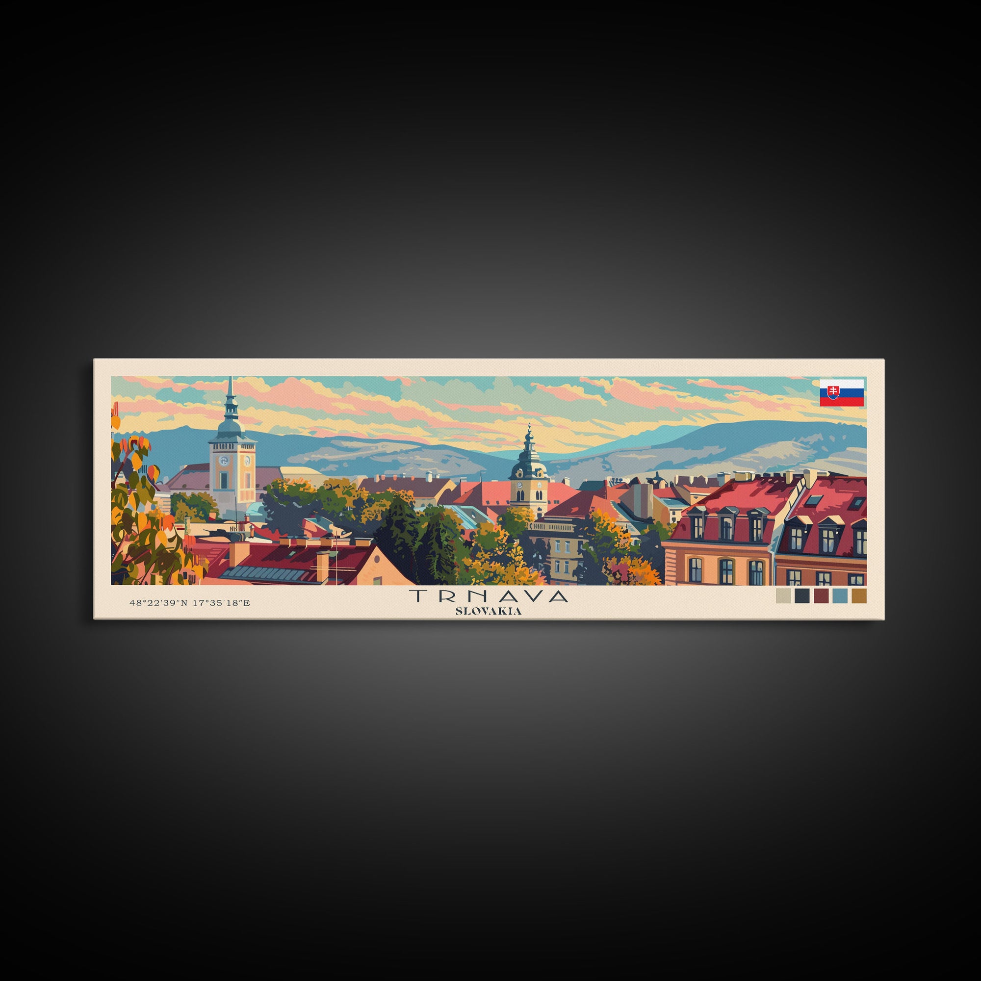 Trnava Slovakia Wall Art, Panoramic Travel Poster, Panoramic Framed Canvas Print, City Wall Art, Wall Hanging Home Decor, Travel Art