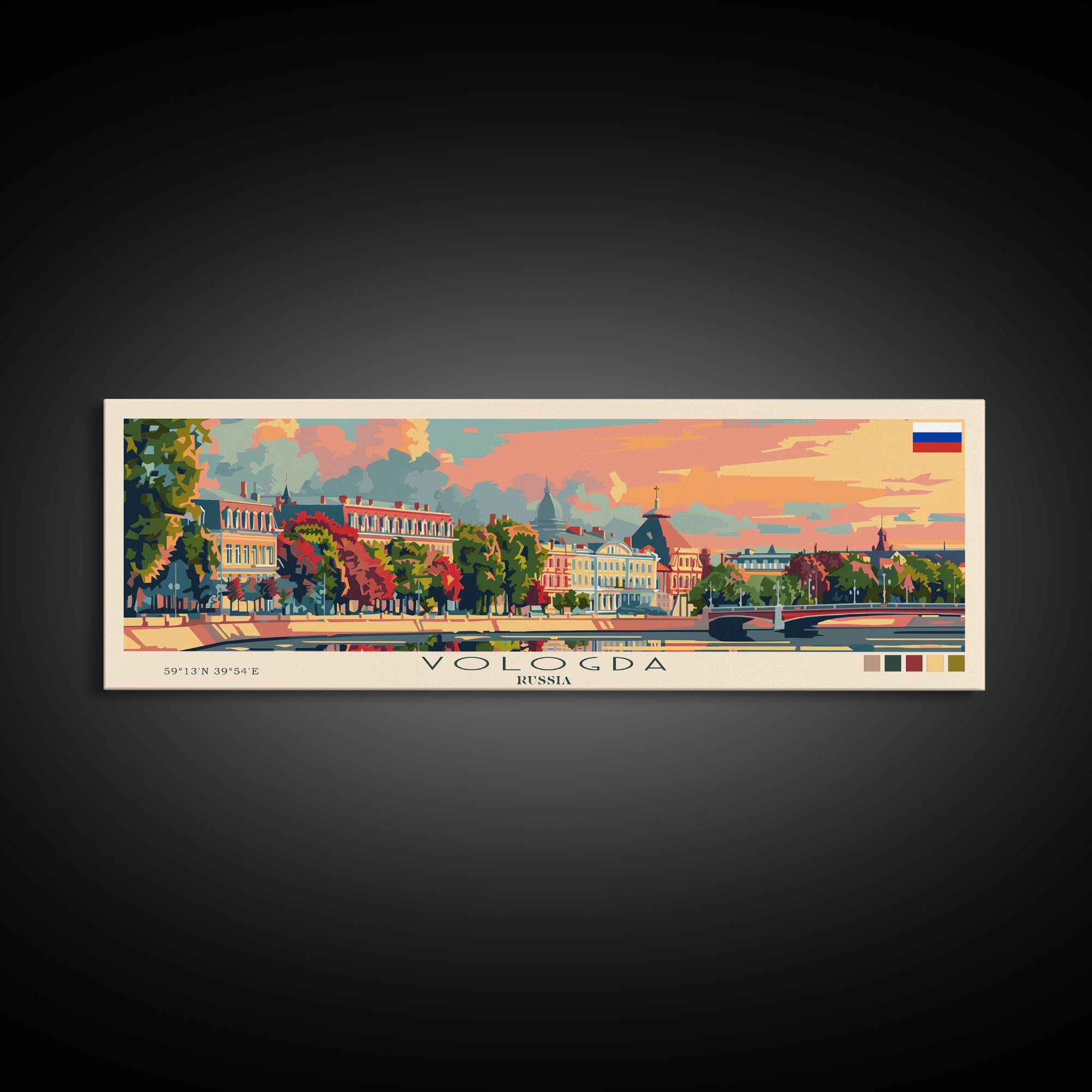 Vologda Russia Wall Art, Panoramic Travel Poster, Panoramic Framed Canvas Print, City Wall Art, Wall Hanging Home Decor, Travel Art