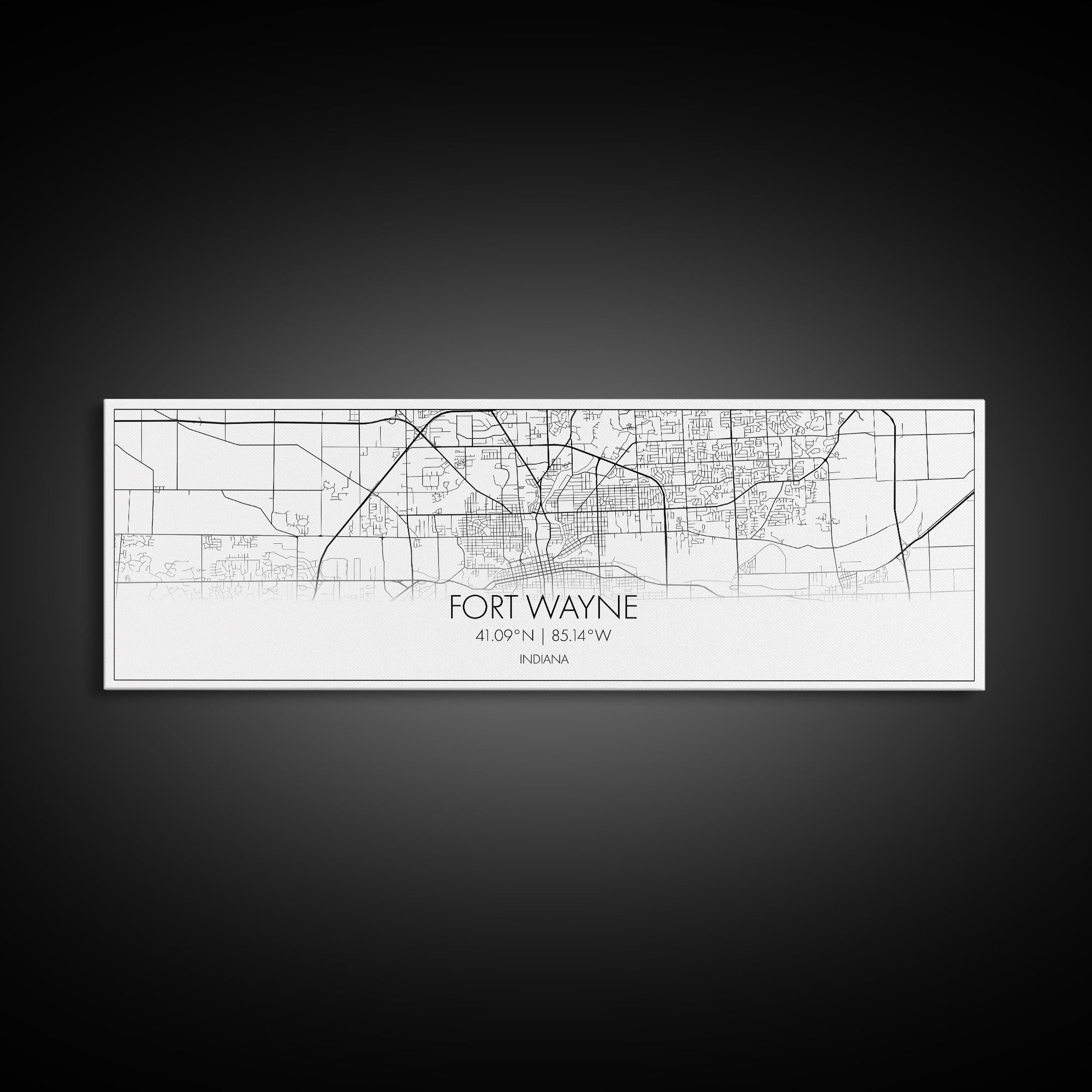 Panoramic Fort Wayne City Map, Indiana Art, Map Print, Minimalist Wall Art, Canvas Art, Housewarming Gift, Street Map Art, Closing Gift