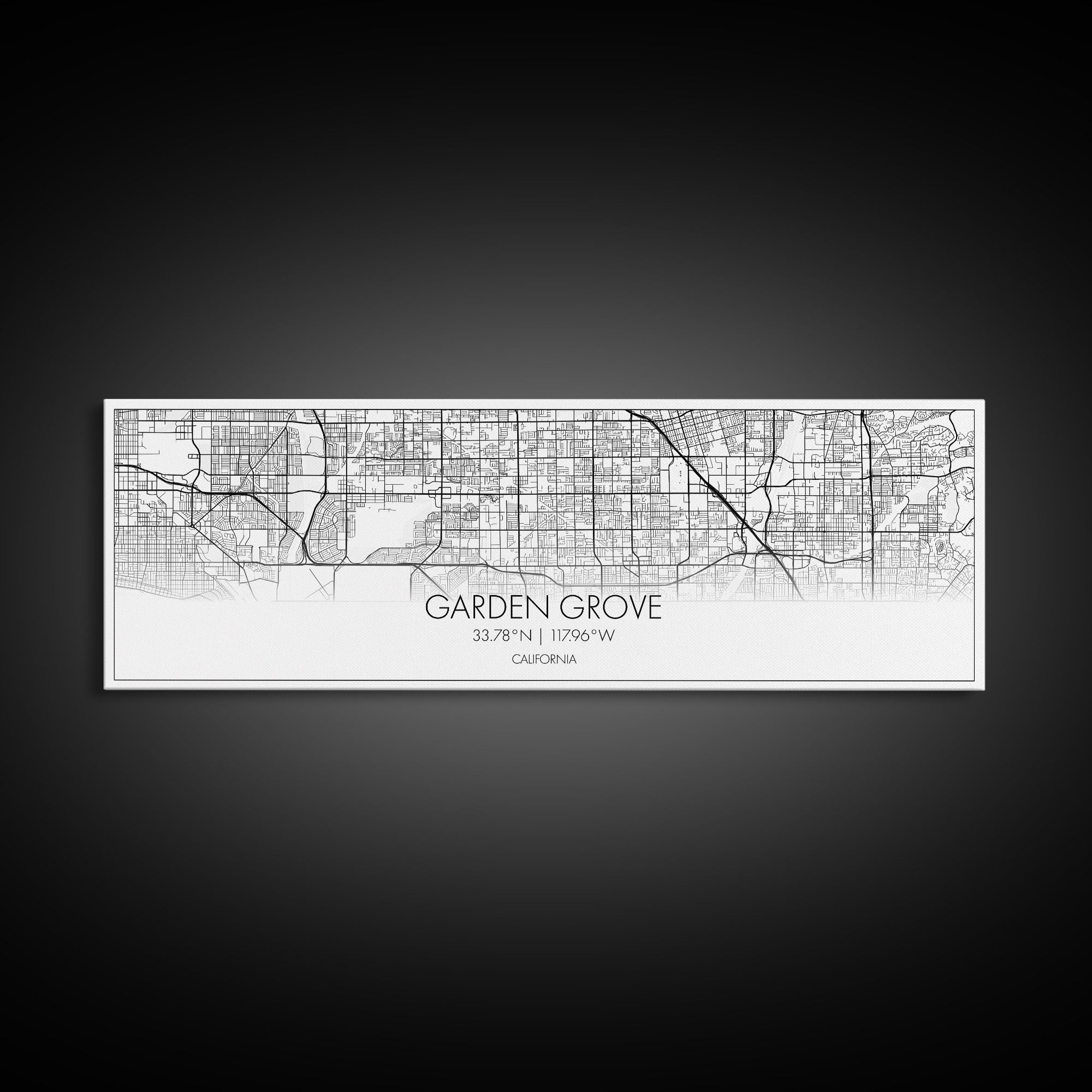 Panoramic Garden Grove City Map, California Art, Map Print, Minimalist Wall Art, Canvas Art, Housewarming Gift, Street Map Art, Closing Gift