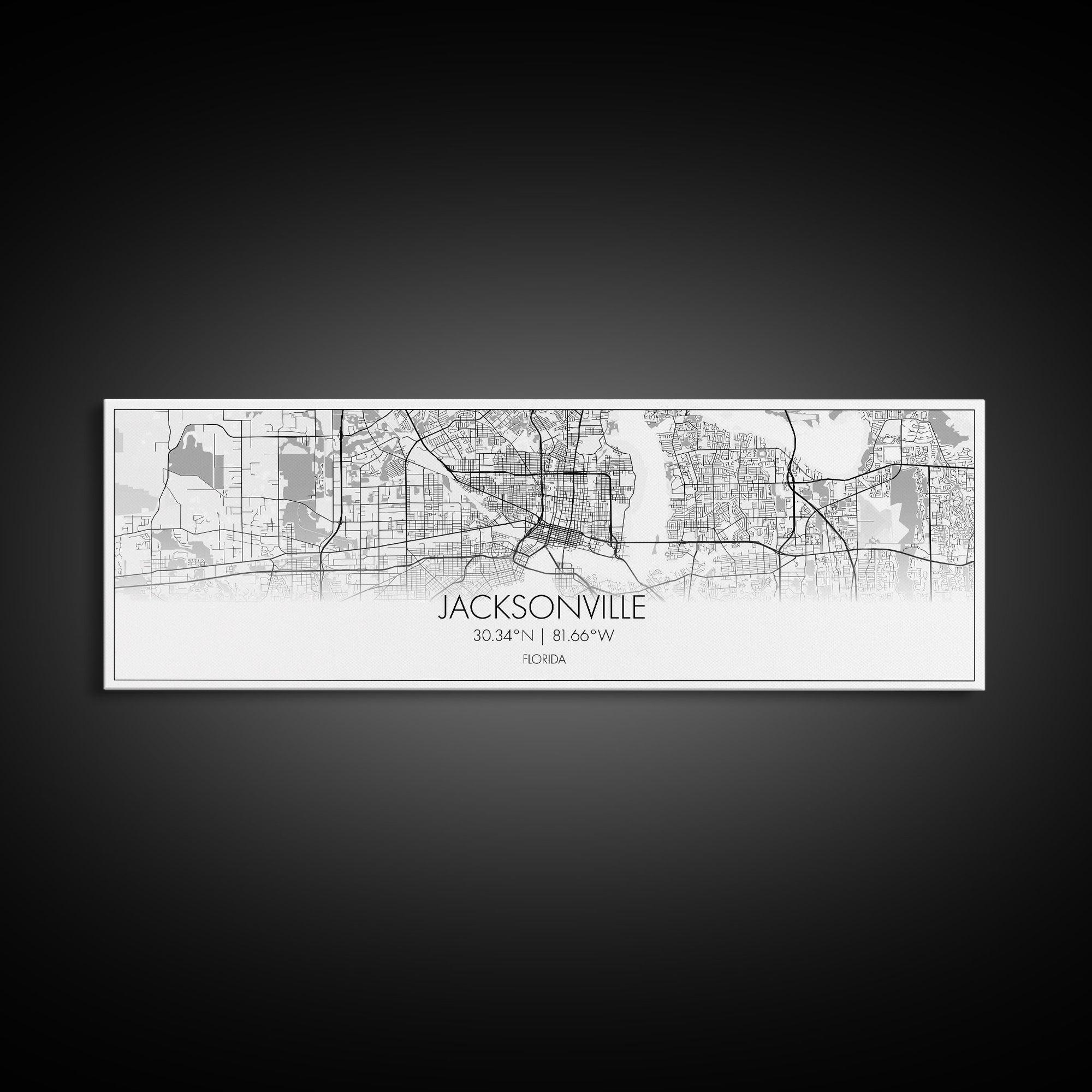 Panoramic Jacksonville City Map, Florida Art, Map Print, Minimalist Wall Art, Canvas Art, Housewarming Gift, Street Map Art, Closing Gift