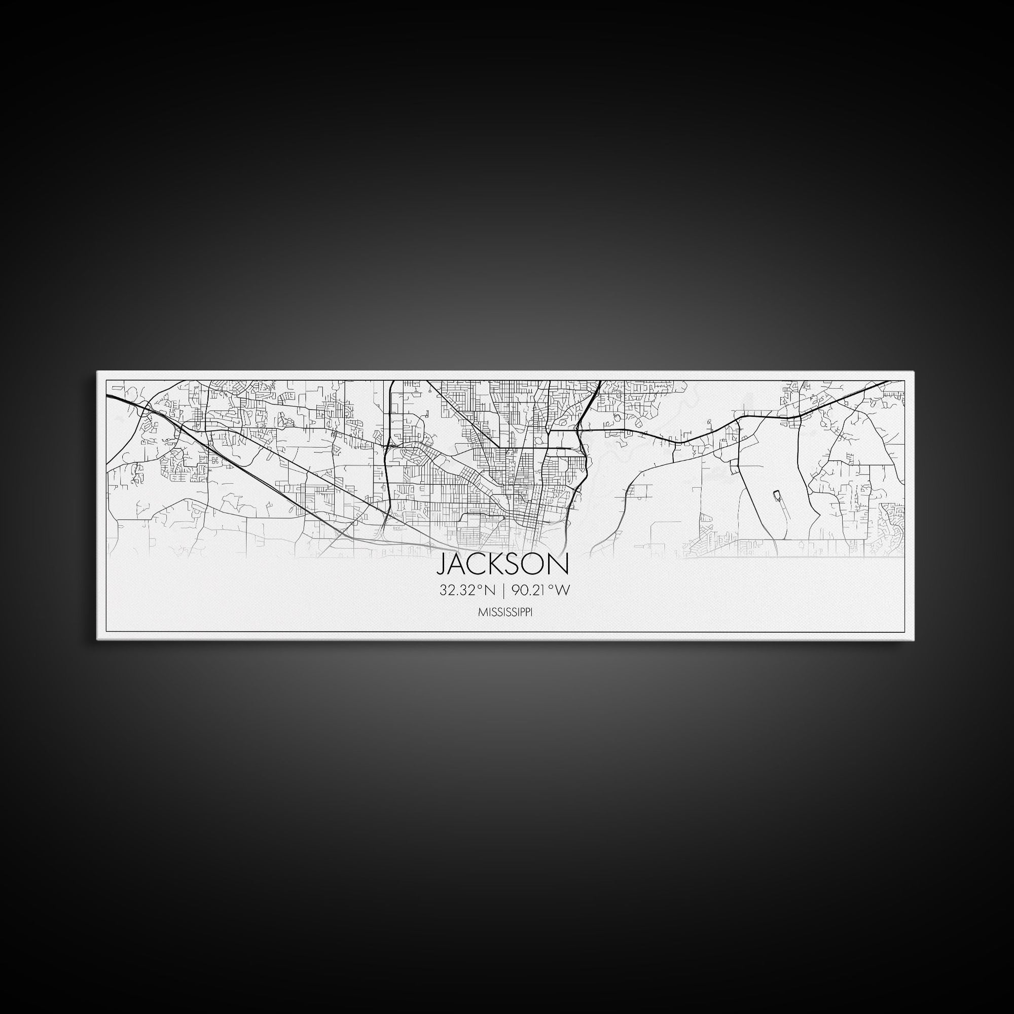 Panoramic Jackson City Map, Mississippi Art, Map Print, Minimalist Wall Art, Canvas Art, Housewarming Gift, Street Map Art, Closing Gift