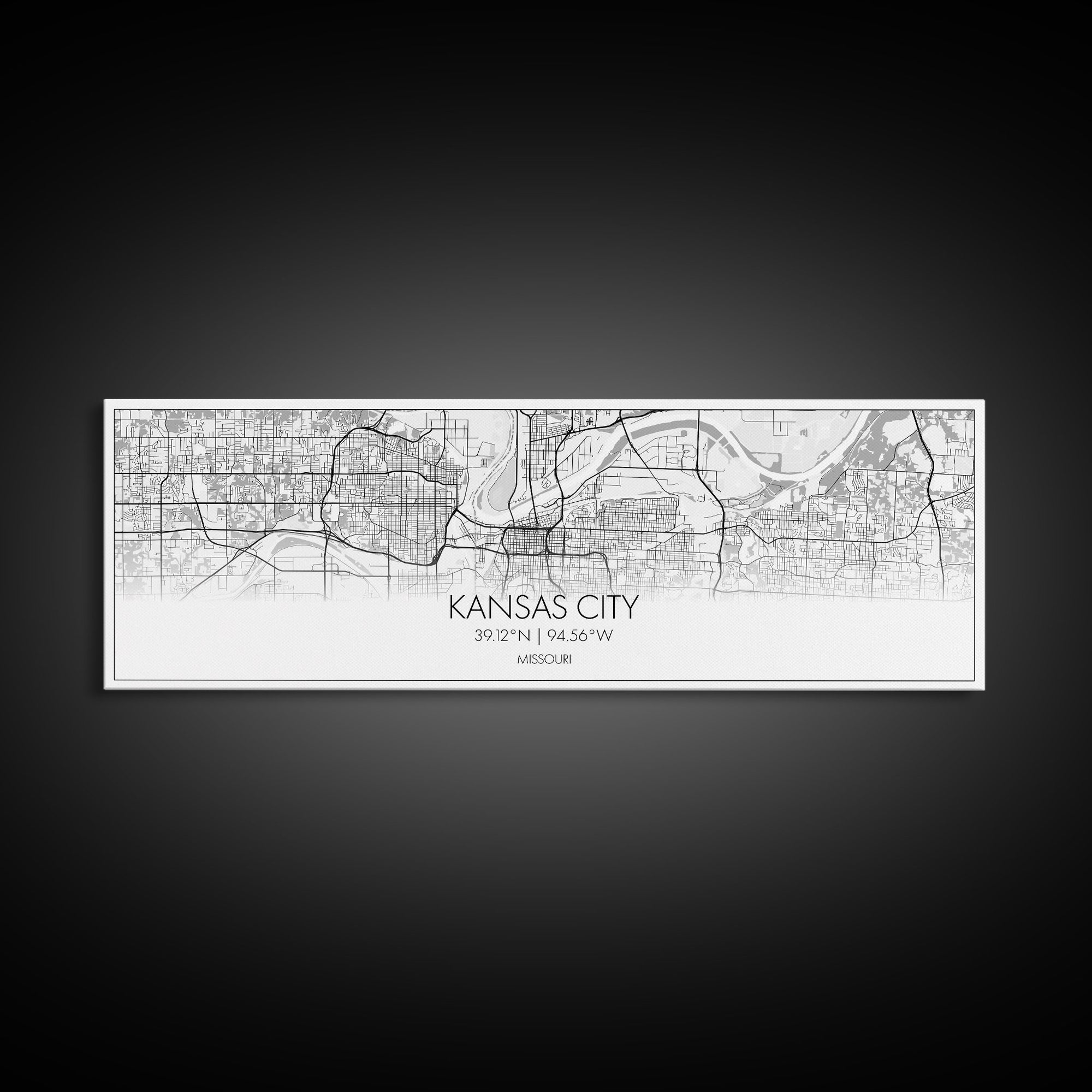 Panoramic Kansas City Map, Missouri Art, Map Print, Minimalist Wall Art, Canvas Art, Housewarming Gift, Street Map Art, Closing Gift