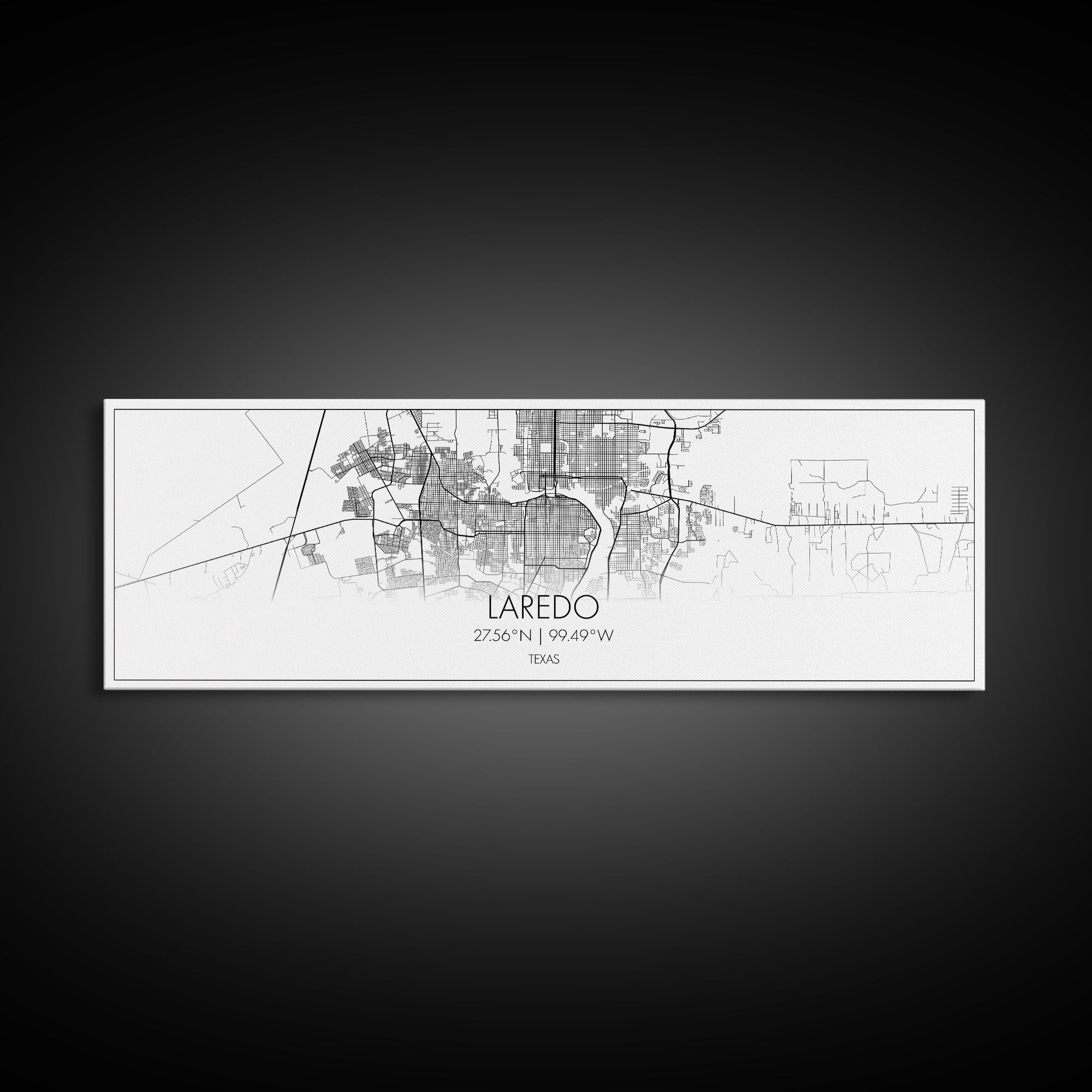 Panoramic Laredo City Map, Texas Art, Map Print, Minimalist Wall Art, Canvas Art, Housewarming Gift, Street Map Art, Closing Gift