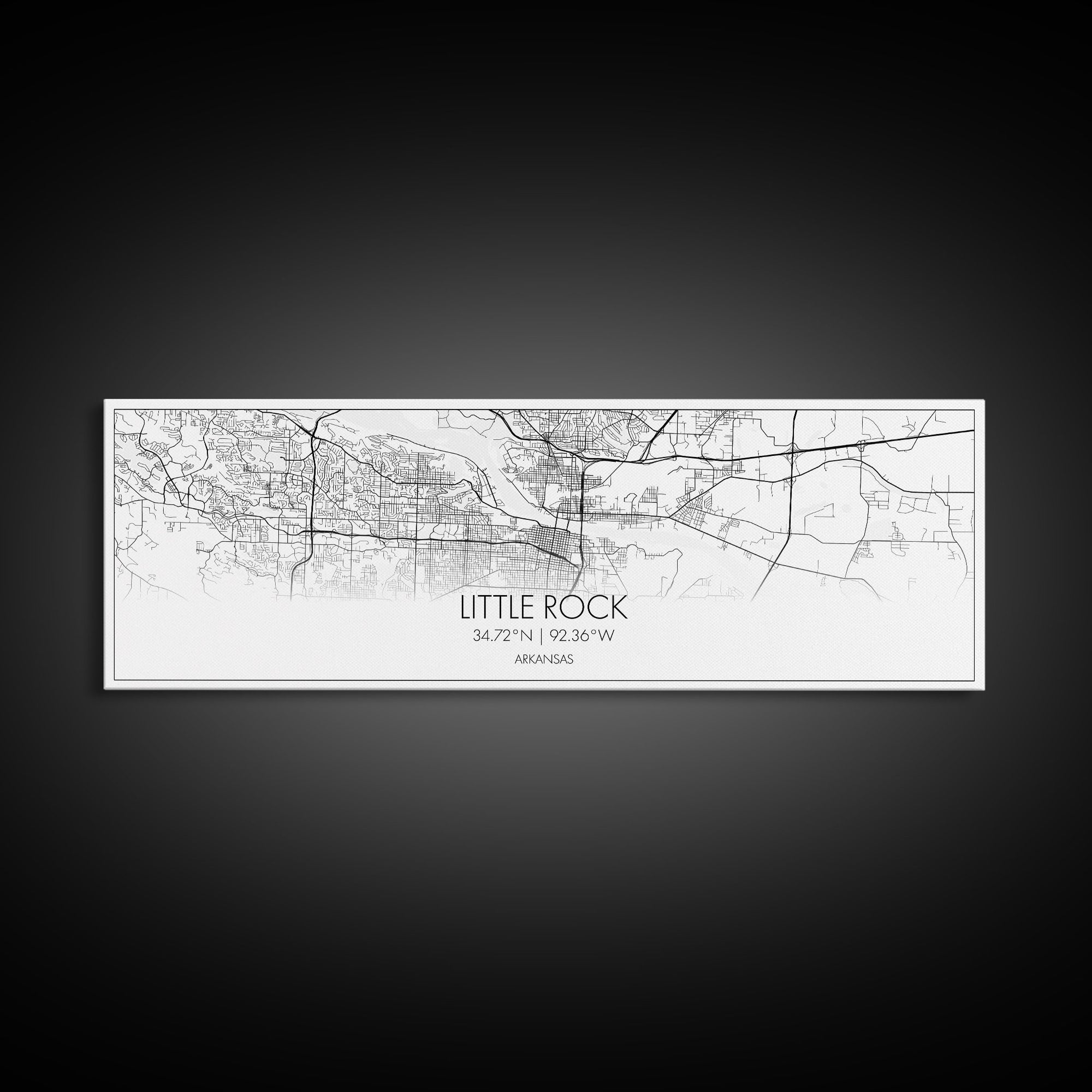 Panoramic Little Rock City Map, Arkansas Art, Map Print, Minimalist Wall Art, Canvas Art, Housewarming Gift, Street Map Art, Closing Gift