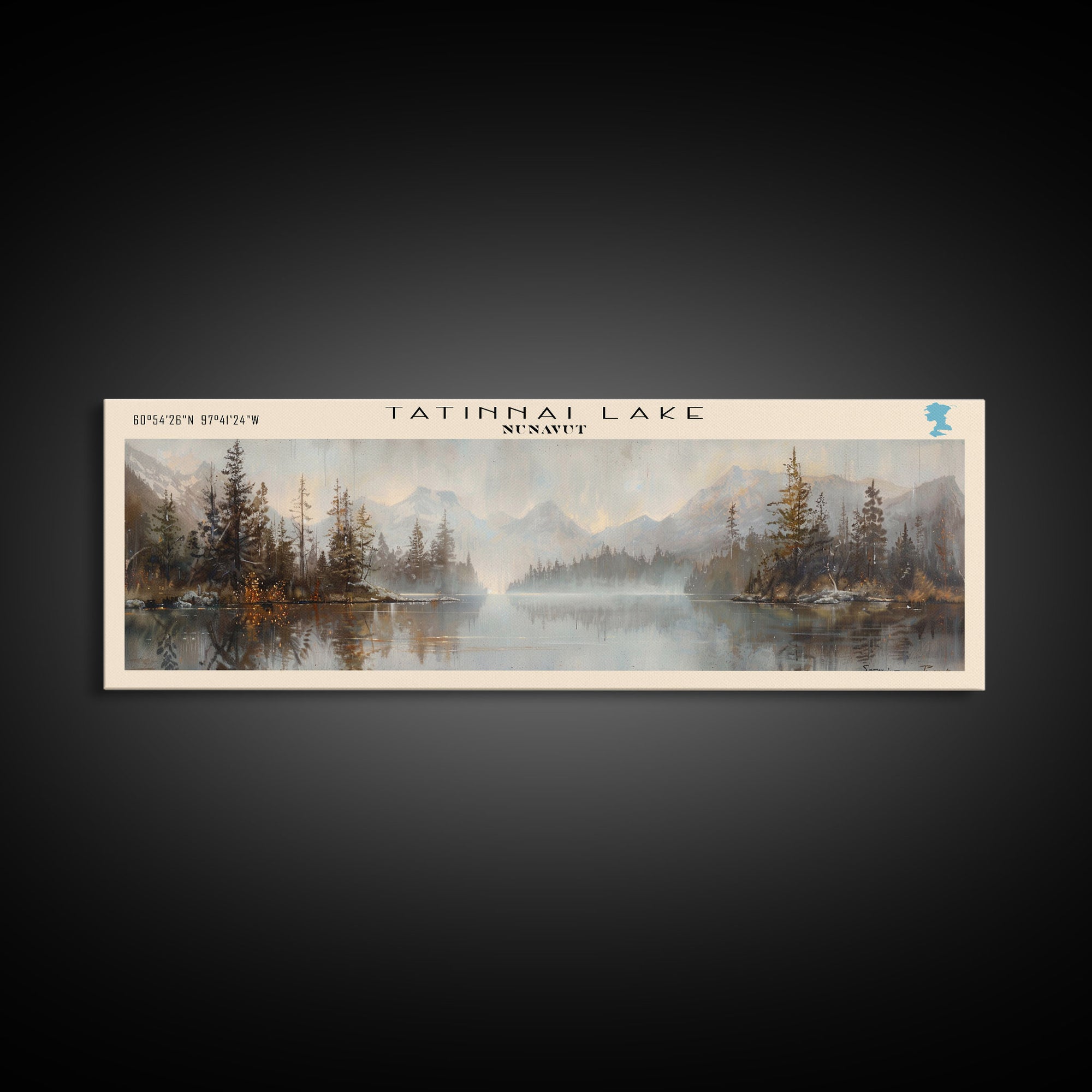 Tatinnai Lake Panoramic Wall Art, Framed Canvas Print, Lake House Decor, Travel Poster, Beautiful Lake Scene, Living Room Decor, Home Decoration