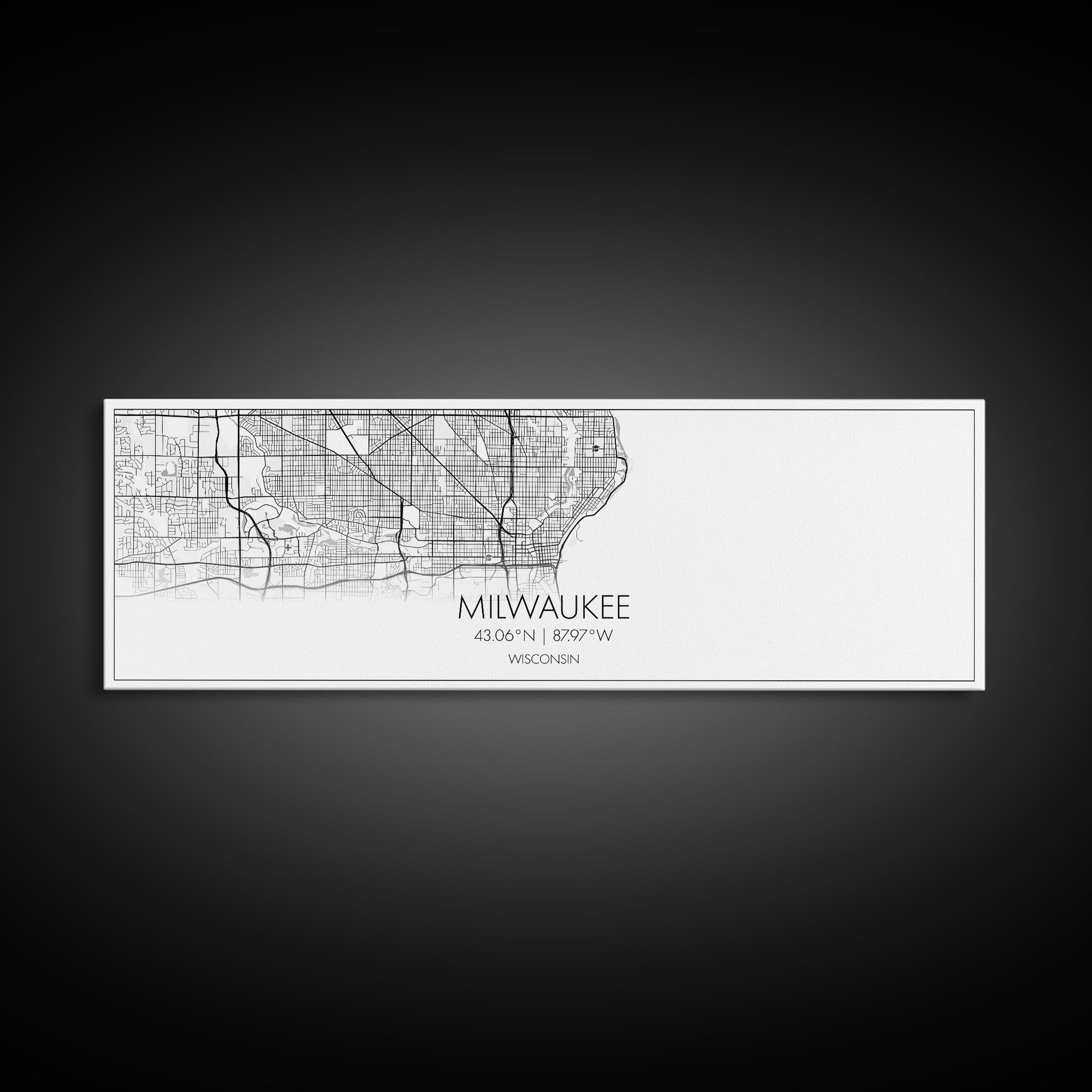 Panoramic Milwaukee City Map, Wisconsin Art, Map Print, Minimalist Wall Art, Canvas Art, Housewarming Gift, Street Map Art, Closing Gift