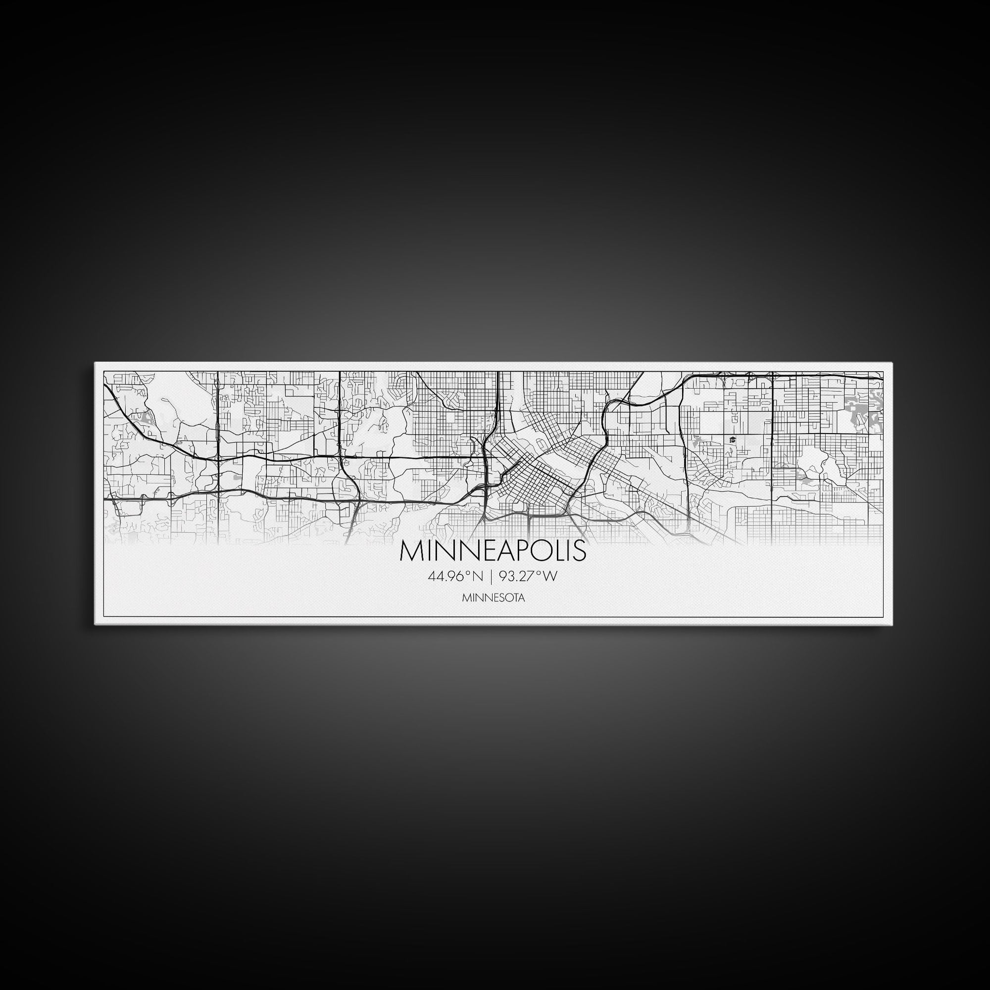 Panoramic Minneapolis City Map, Minnesota Art, Map Print, Minimalist Wall Art, Canvas Art, Housewarming Gift, Street Map Art, Closing Gift