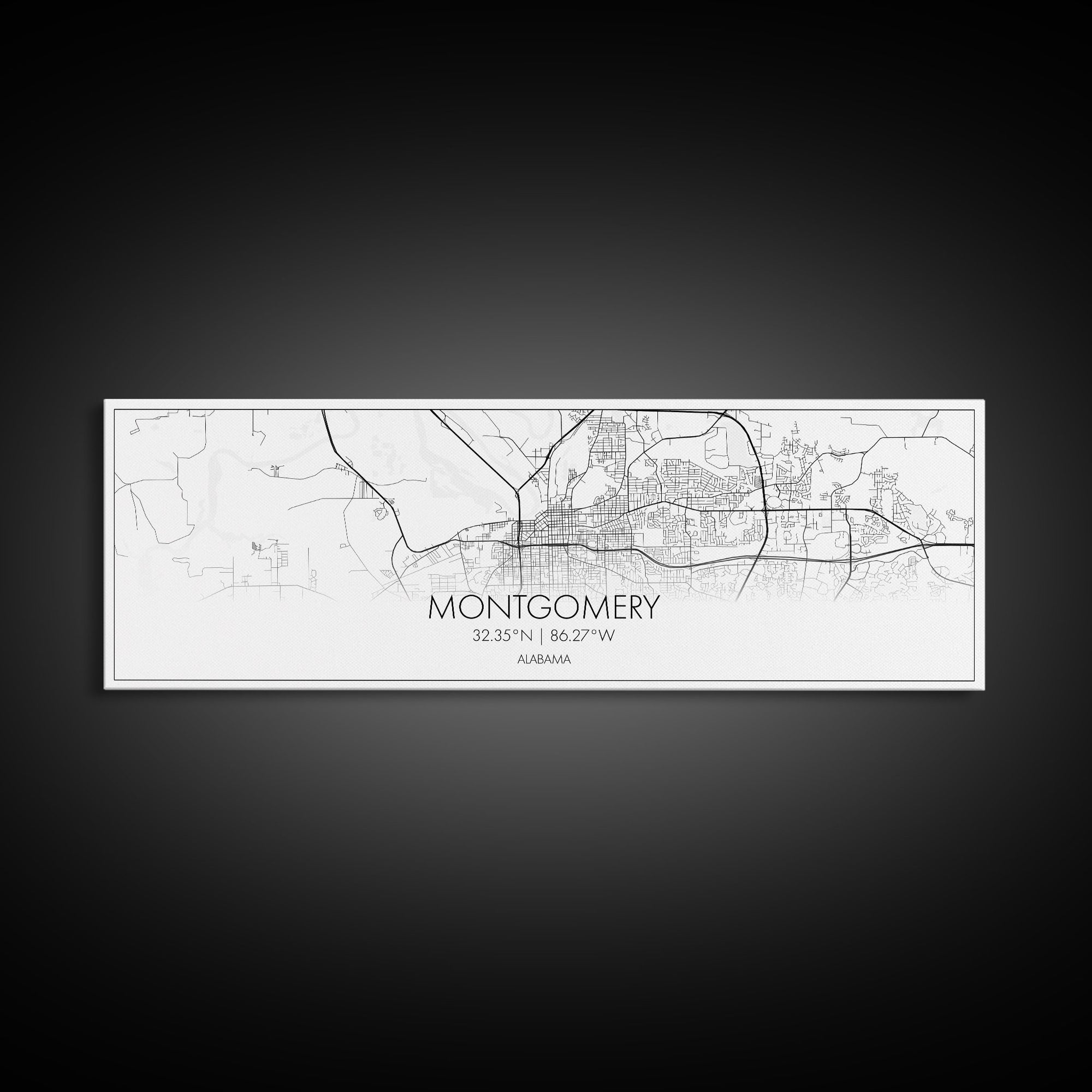 Panoramic Montgomery City Map, Alabama Art, Map Print, Minimalist Wall Art, Canvas Art, Housewarming Gift, Street Map Art, Closing Gift