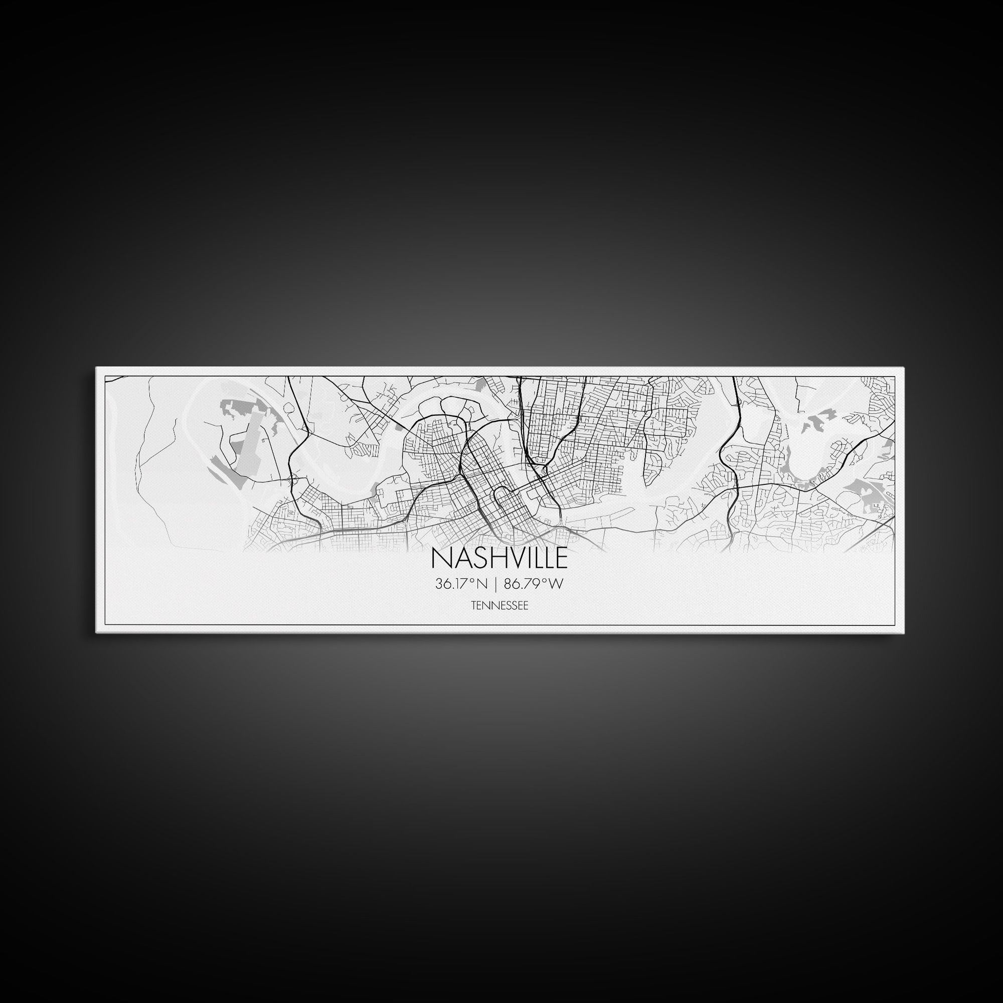 Panoramic Nashville City Map, Tennessee Art, Map Print, Minimalist Wall Art, Canvas Art, Housewarming Gift, Street Map Art, Closing Gift