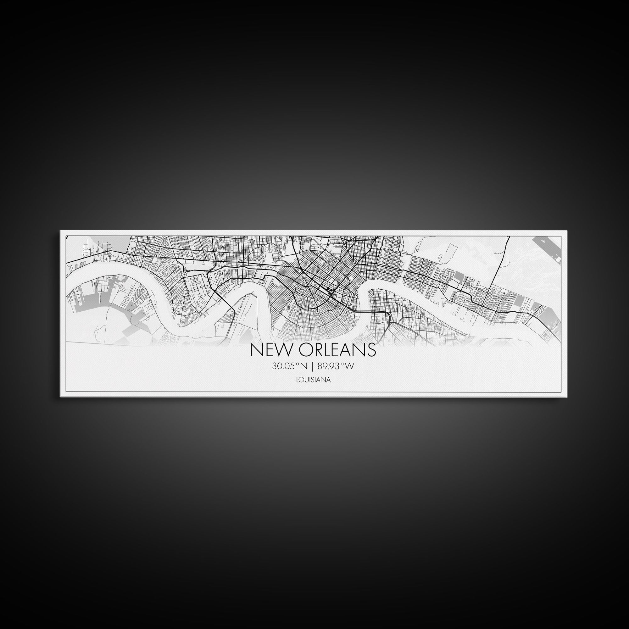 Panoramic New Orleans City Map, Louisiana Art, Map Print, Minimalist Wall Art, Canvas Art, Housewarming Gift, Street Map Art, Closing Gift