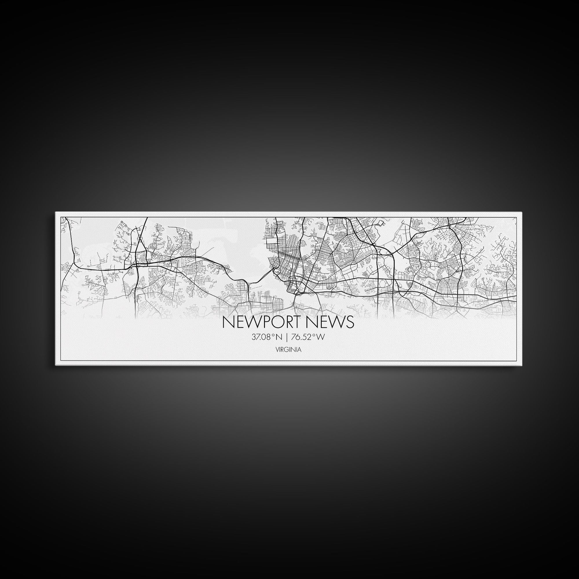 Panoramic Newport News City Map, Virginia Art, Map Print, Minimalist Wall Art, Canvas Art, Housewarming Gift, Street Map Art, Closing Gift