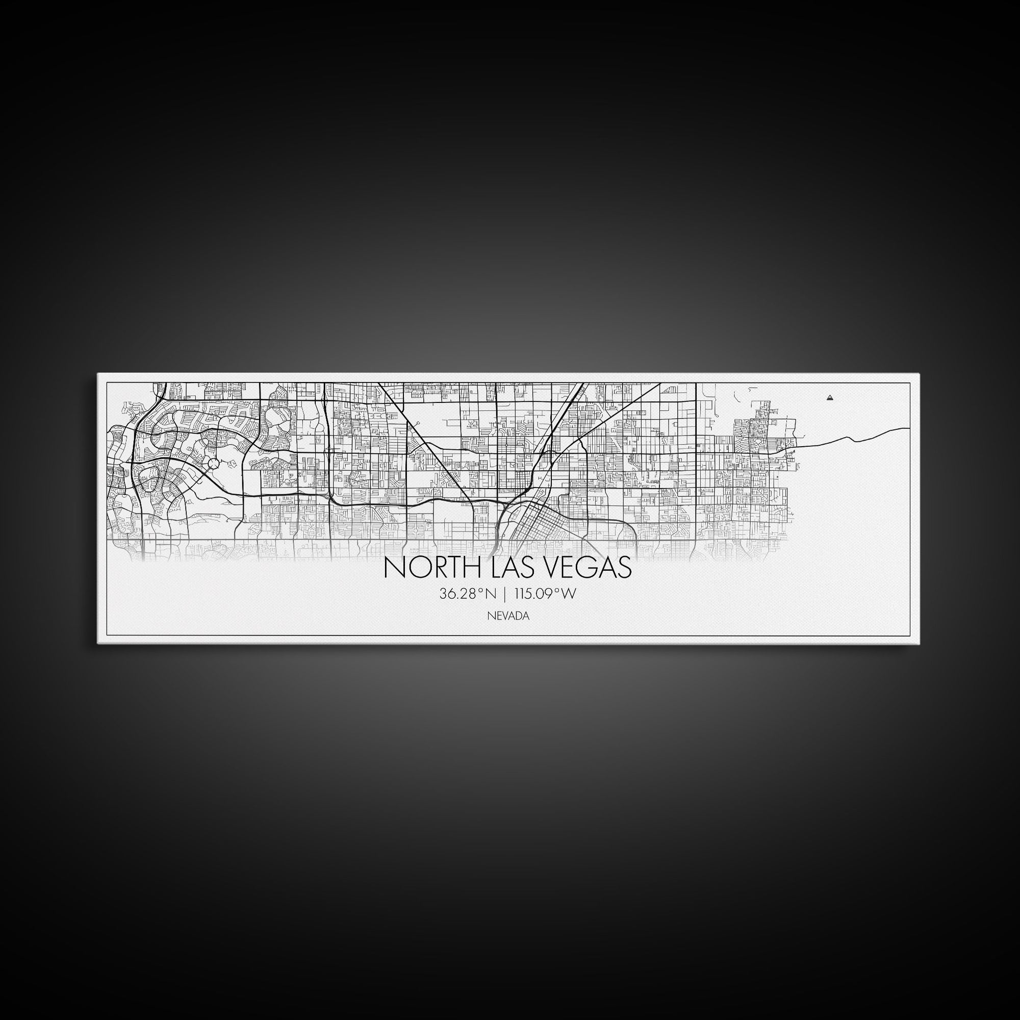 Panoramic North Las Vegas City Map, Nevada Art, Map Print, Minimalist Wall Art, Canvas Art, Housewarming Gift, Street Map Art, Closing Gift